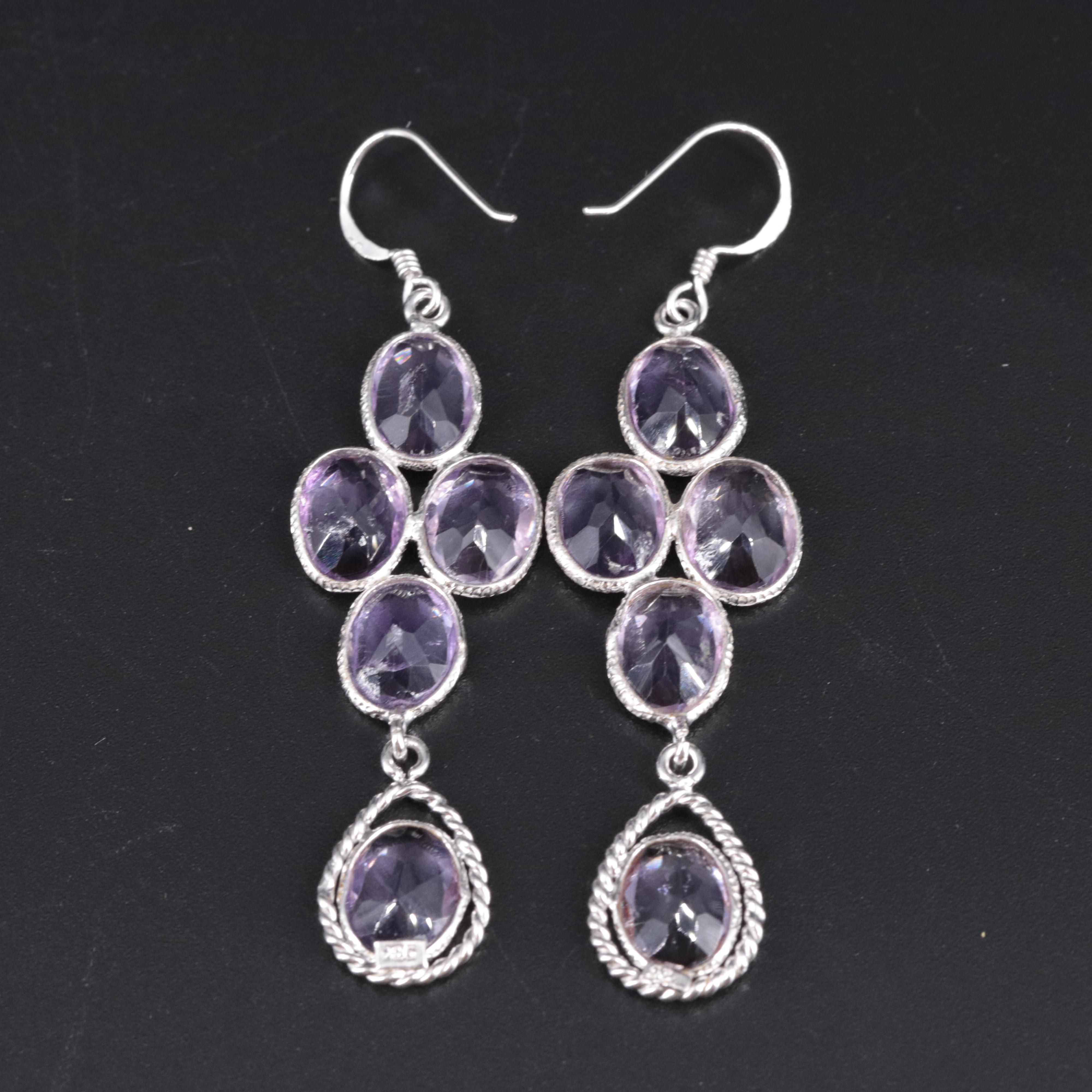 Sterling Silver Gemstone Drop Earrings