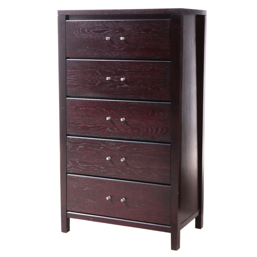 Contemporary Five-Drawer Wooden Chest