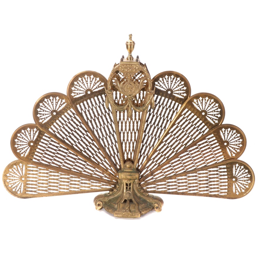 Andrea by Sadek Victorian Style Brass Fan Shaped Fireplace Screen