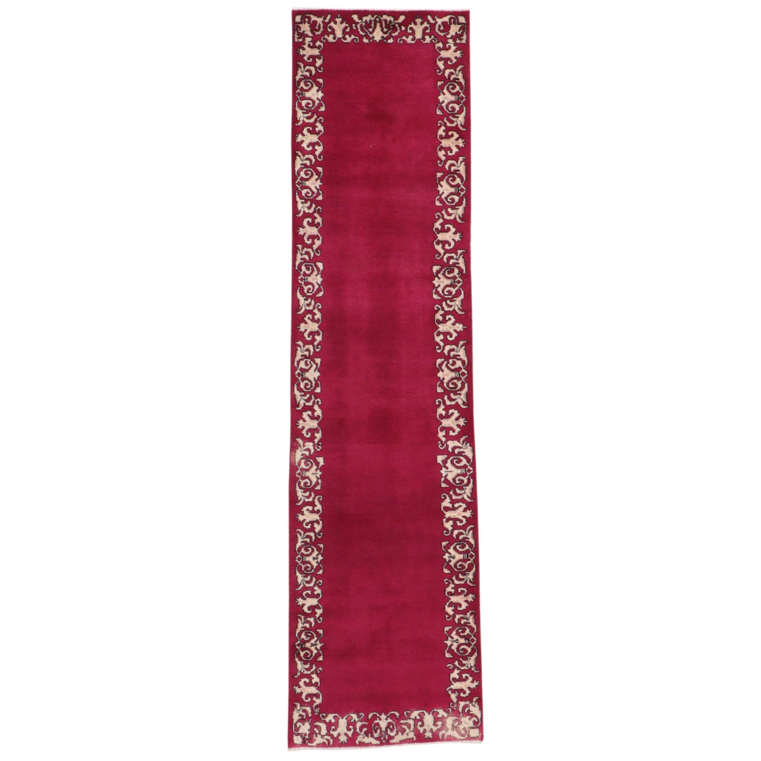 2'8 x 10'8 Hand-Knotted Chinese Art Deco Style Carpet Runner