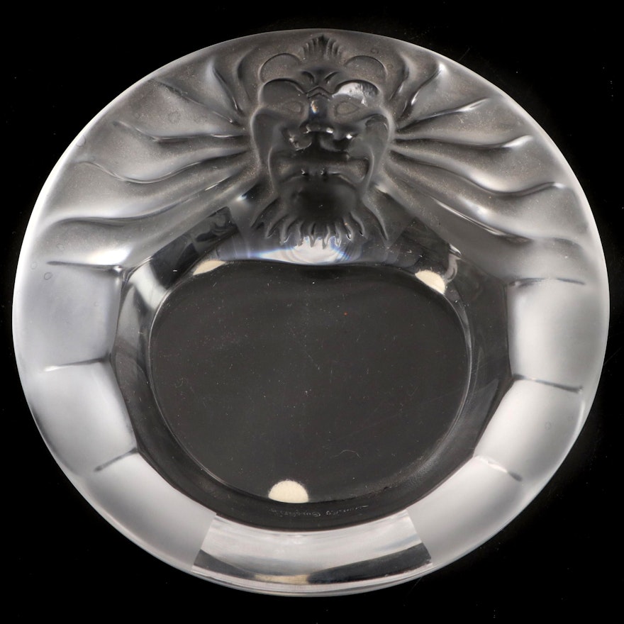 Lalique "Tête de Lion" Frosted Crystal Ashtray
