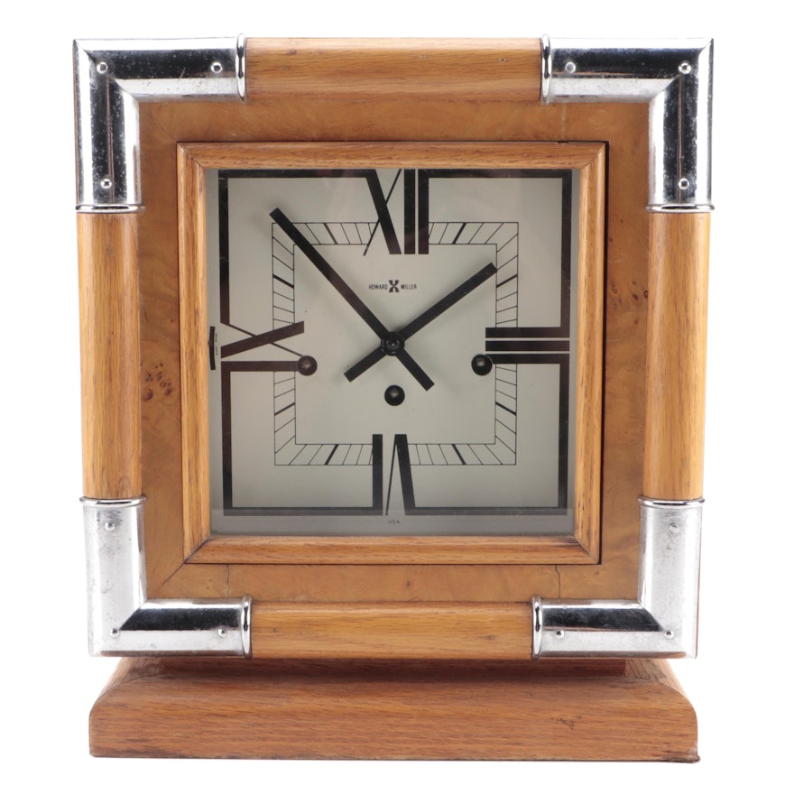 Howard Miller Burl Wood Mantel Clock