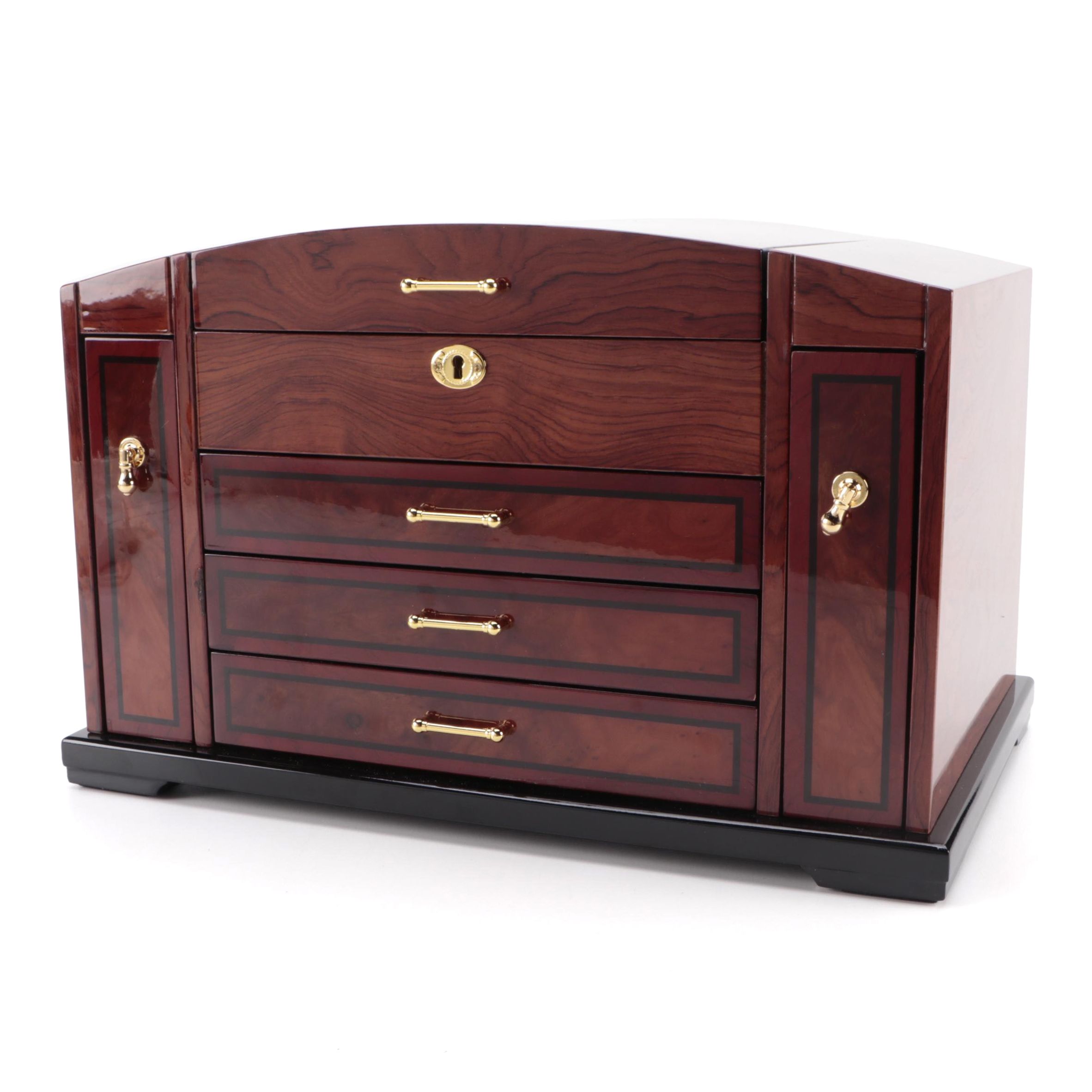 Jere High Gloss Finish Exotic Hardwood Jewelry Box