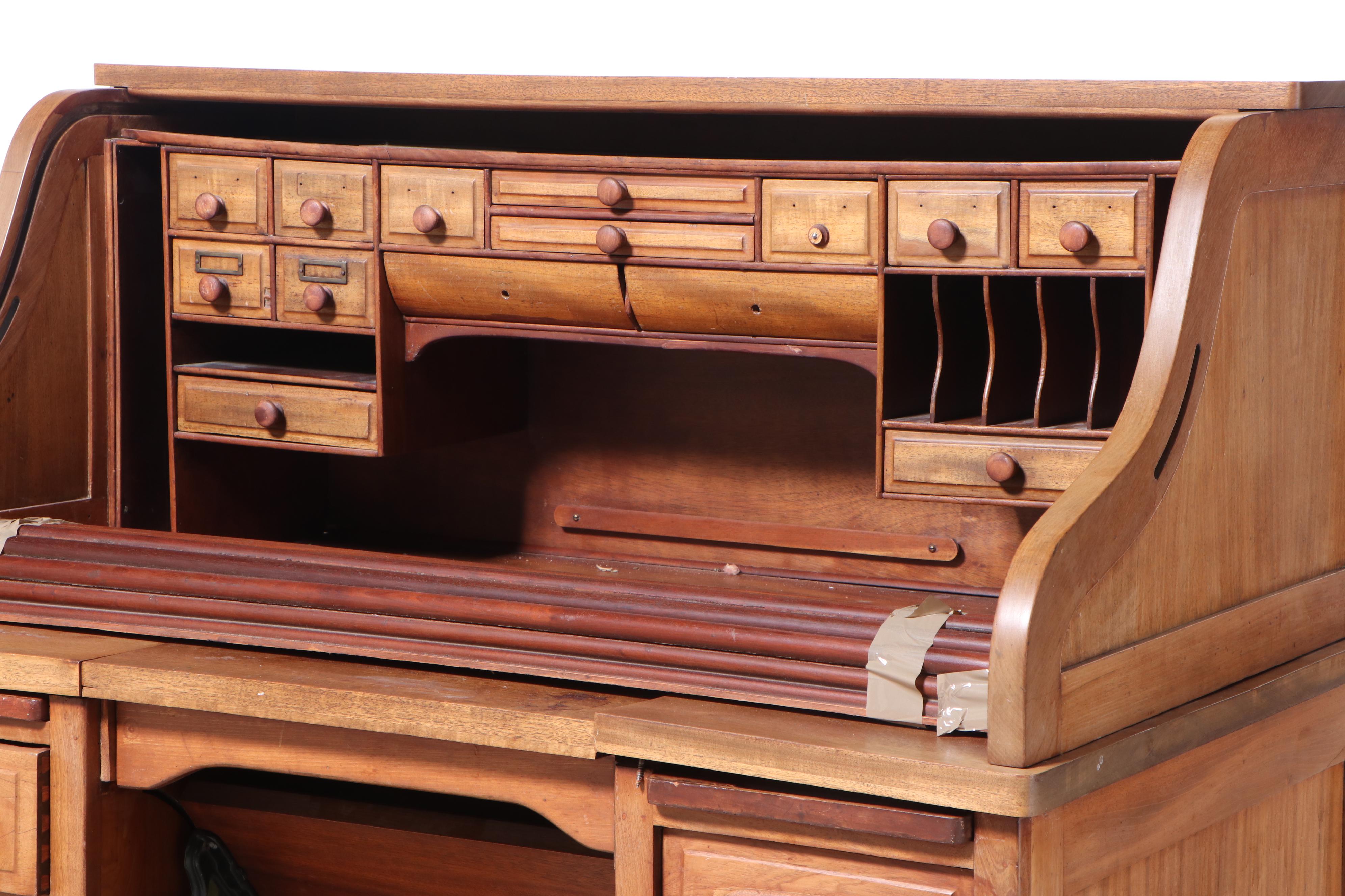 Walnut Roll-Top Desk, Early 20th Century