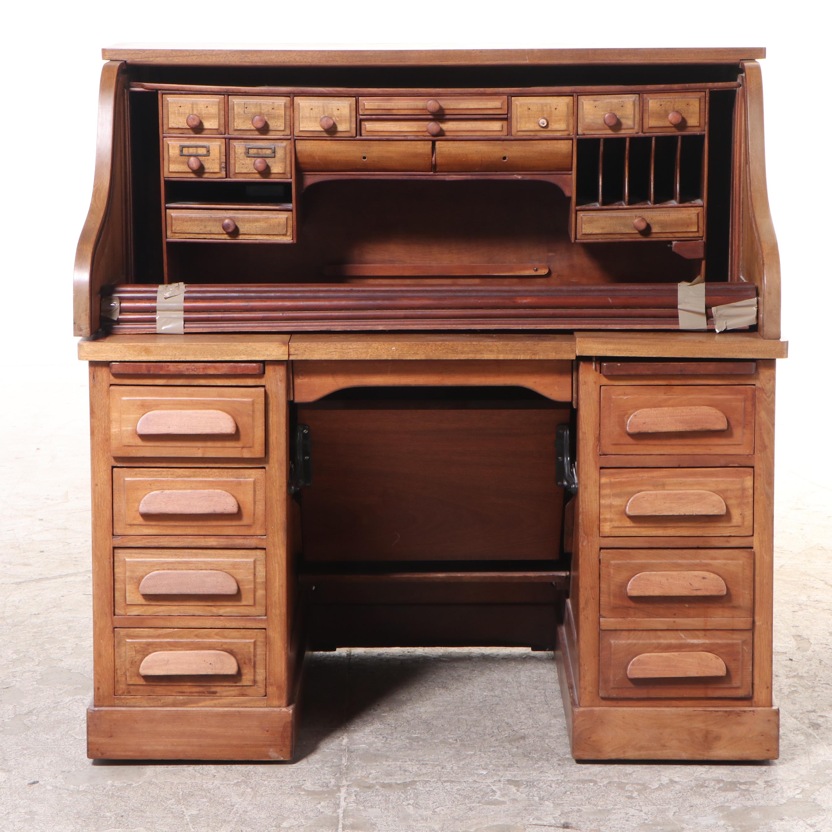 Walnut Roll-Top Desk, Early 20th Century