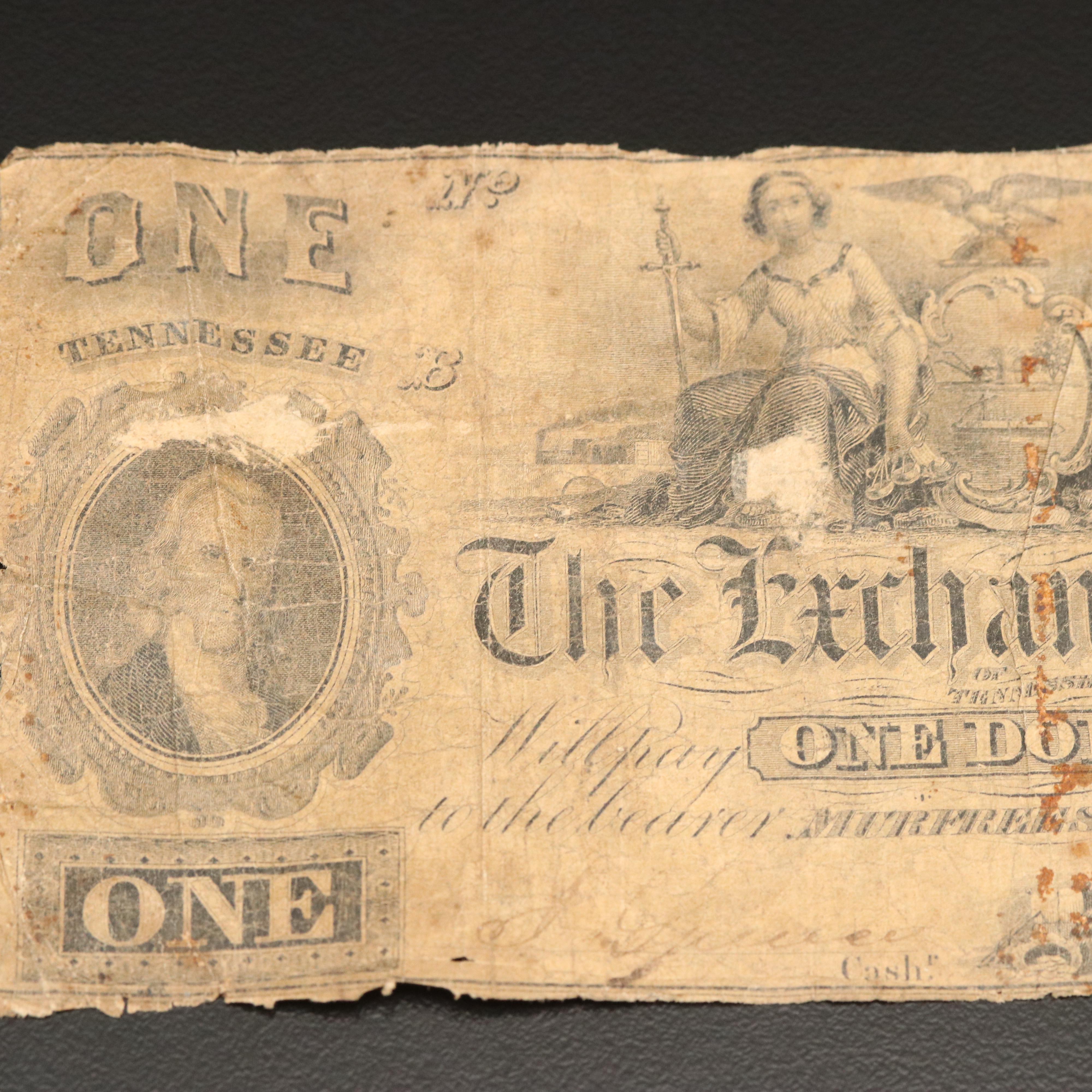 Two Obsolete Mid 19th Century Tennessee Currency Notes