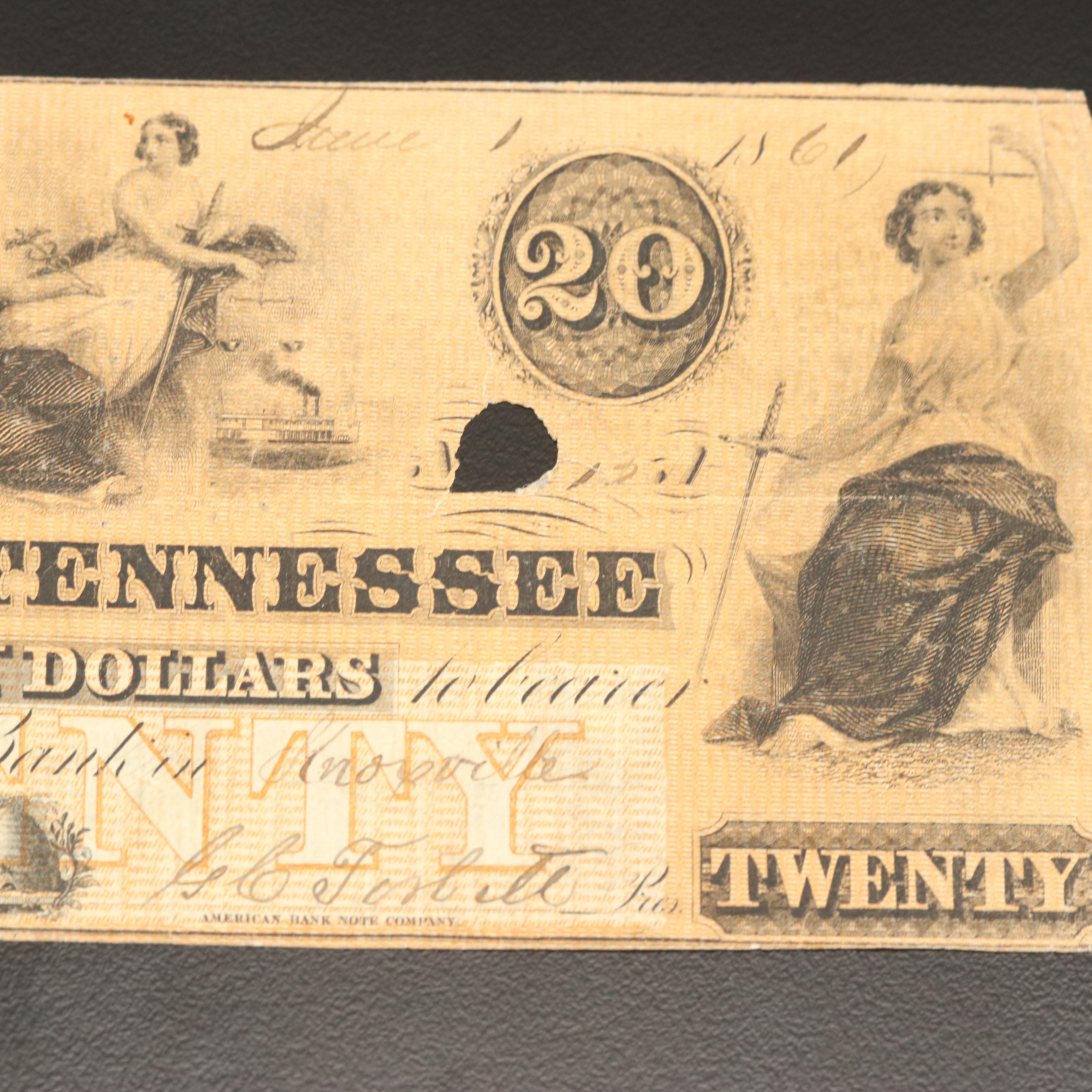 Two Obsolete Mid 19th Century Tennessee Currency Notes