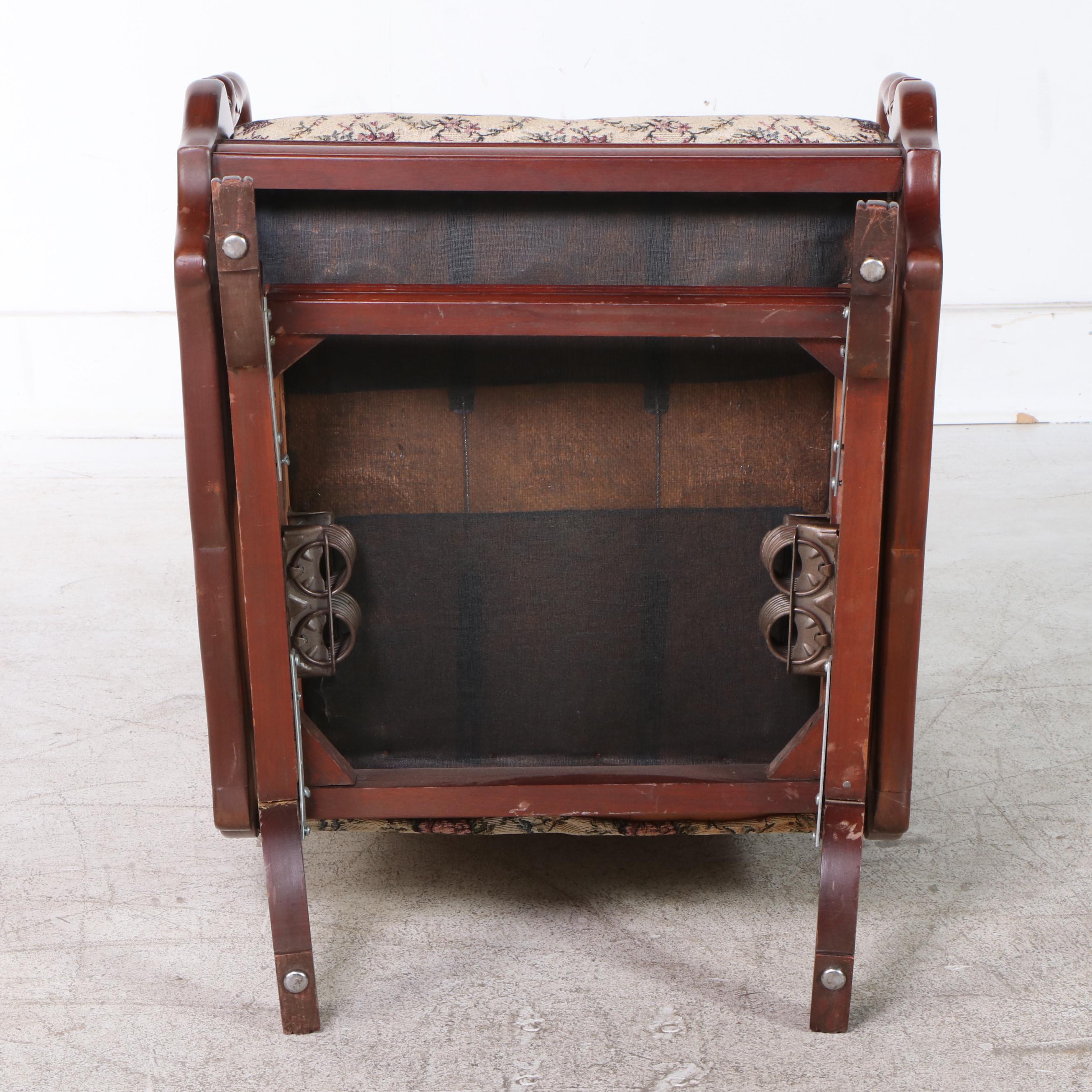 Classical Style Rose-Carved Mahogany Platform-Rocking Chair with Gooseneck Arms