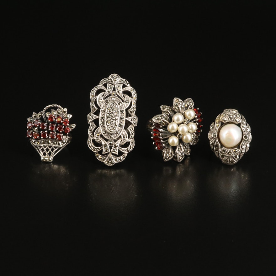 Sterling Rings Including Pearl and Garnet