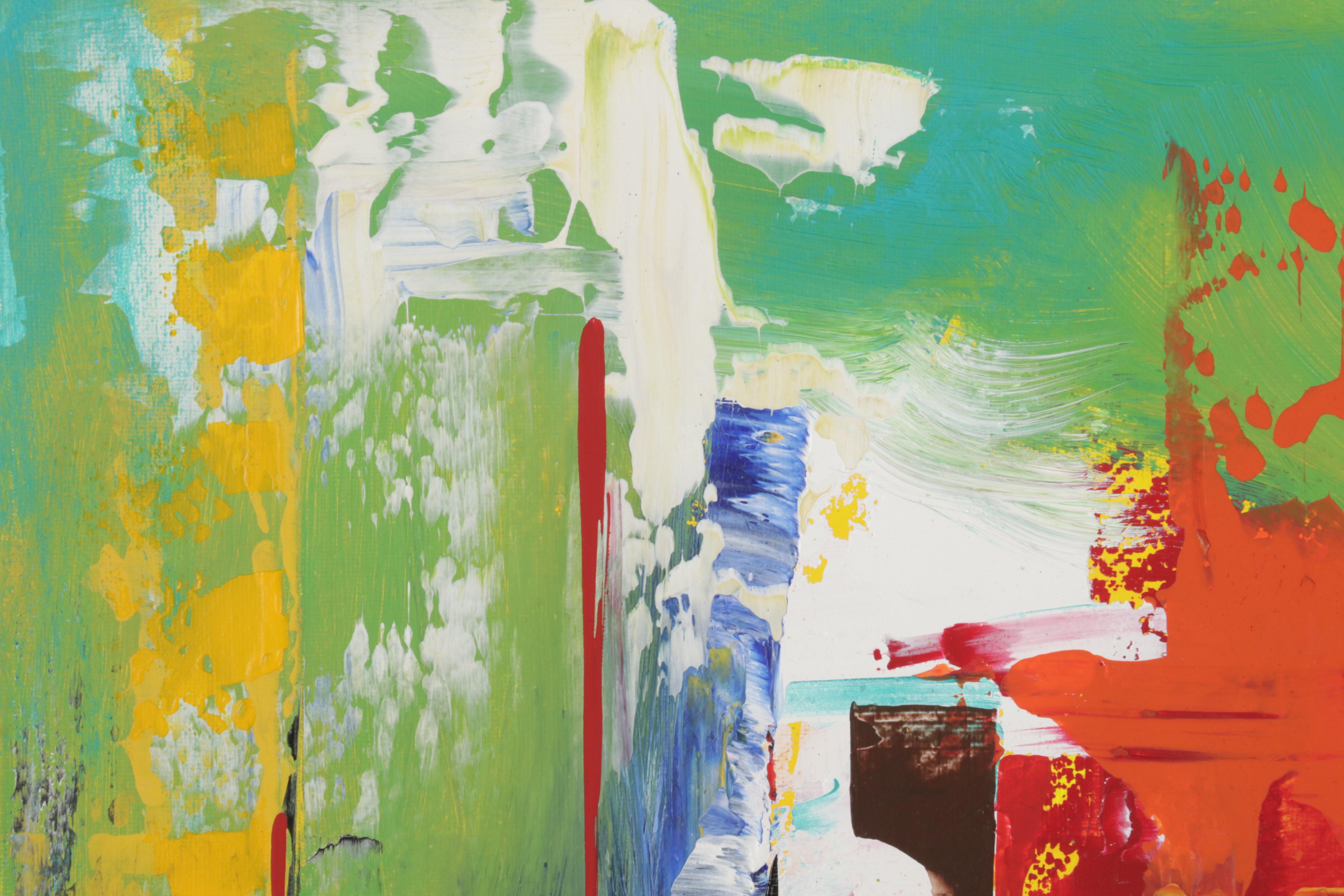 Farshad Lanjani Acrylic Painting of Abstract Cityscape, 21st Century