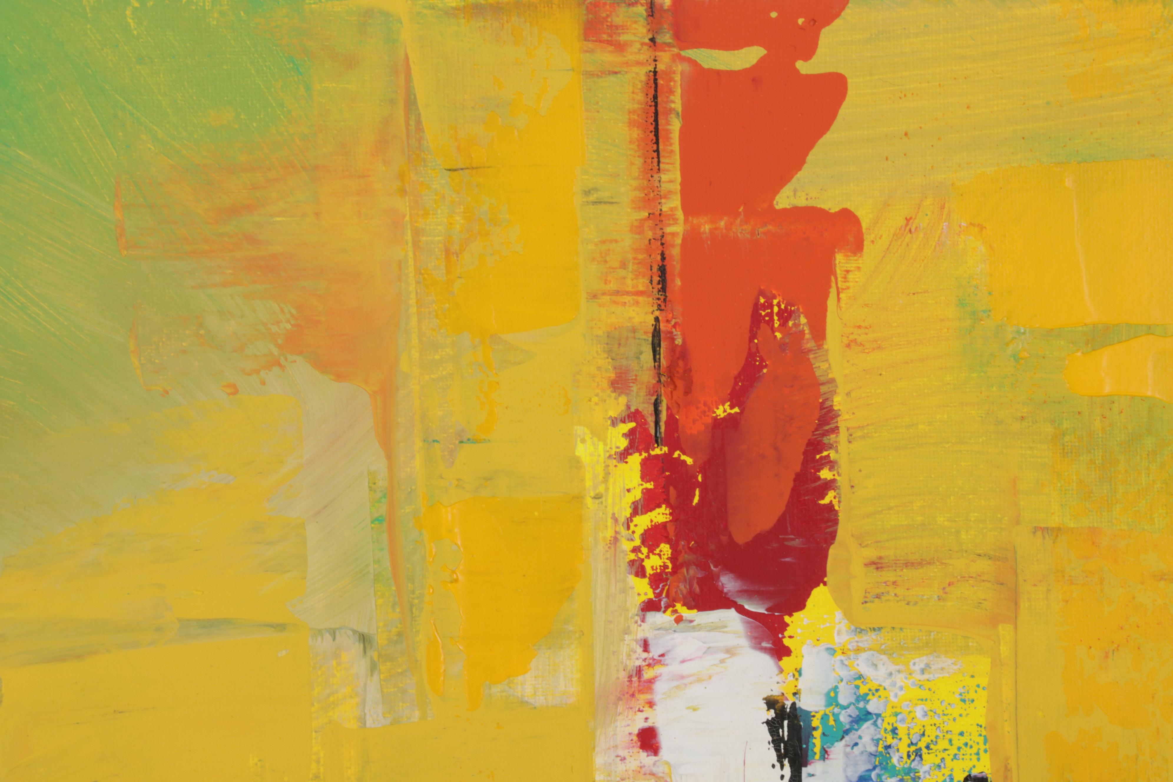 Farshad Lanjani Acrylic Painting of Abstract Cityscape, 21st Century