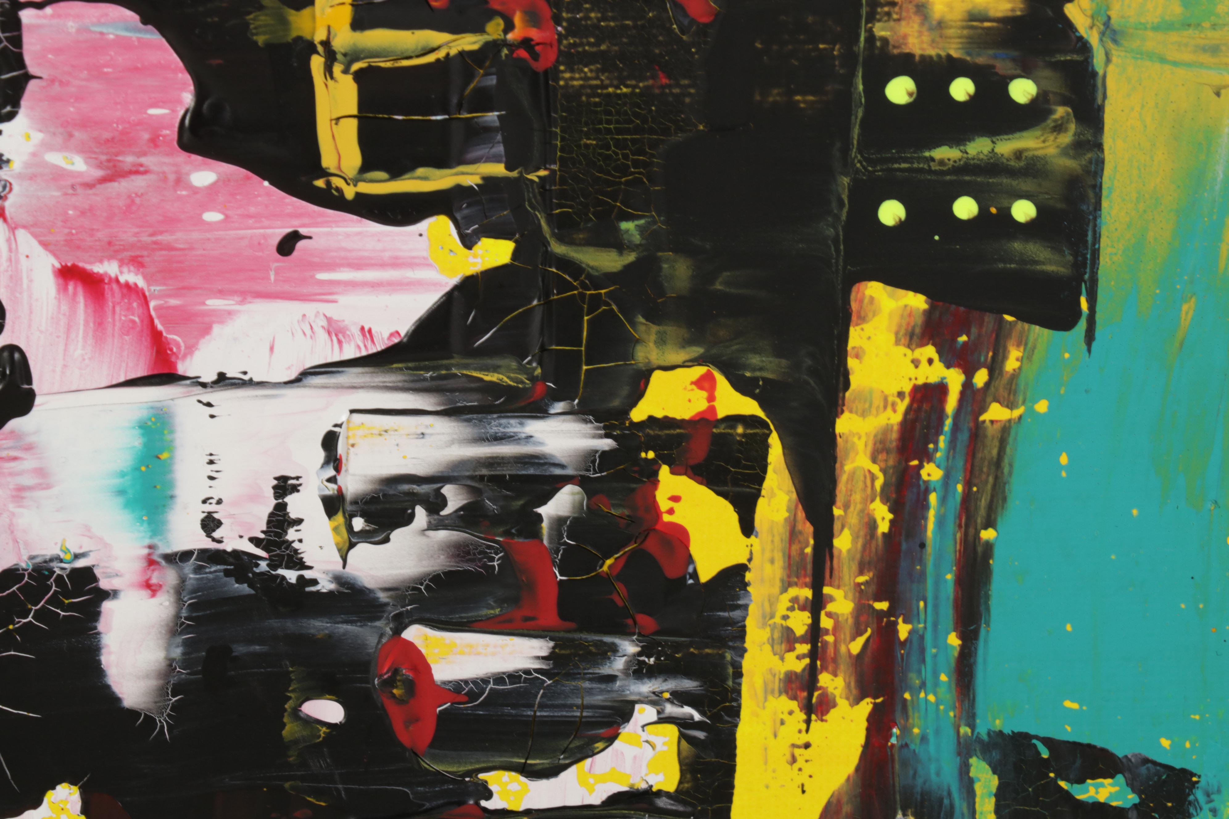 Farshad Lanjani Acrylic Painting of Abstract Cityscape, 21st Century