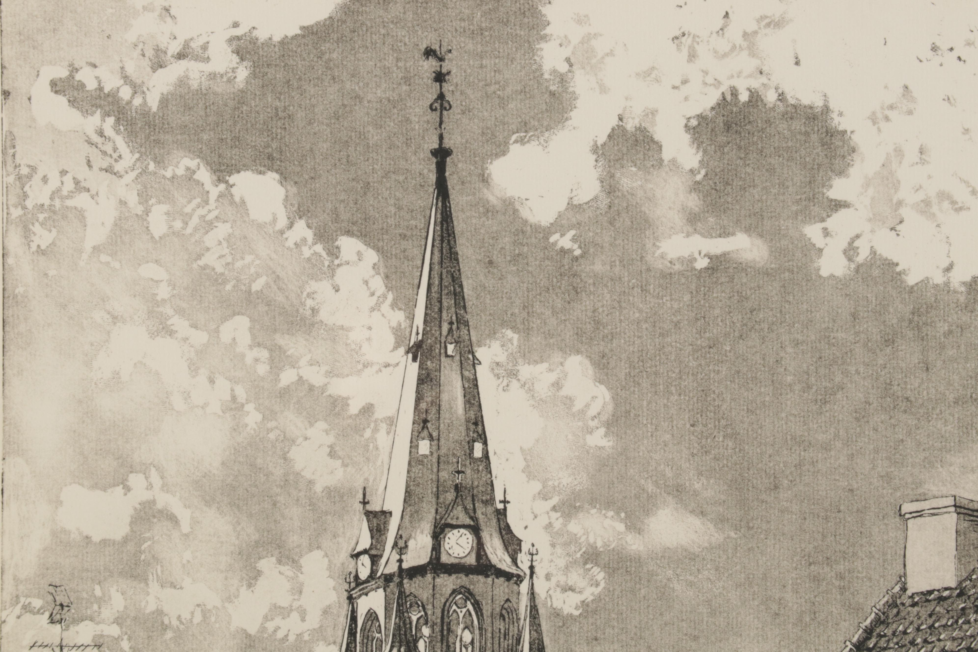 Anton Reuvers Etching "St. Jozefkerk Enschede," Mid-Late 20th Century