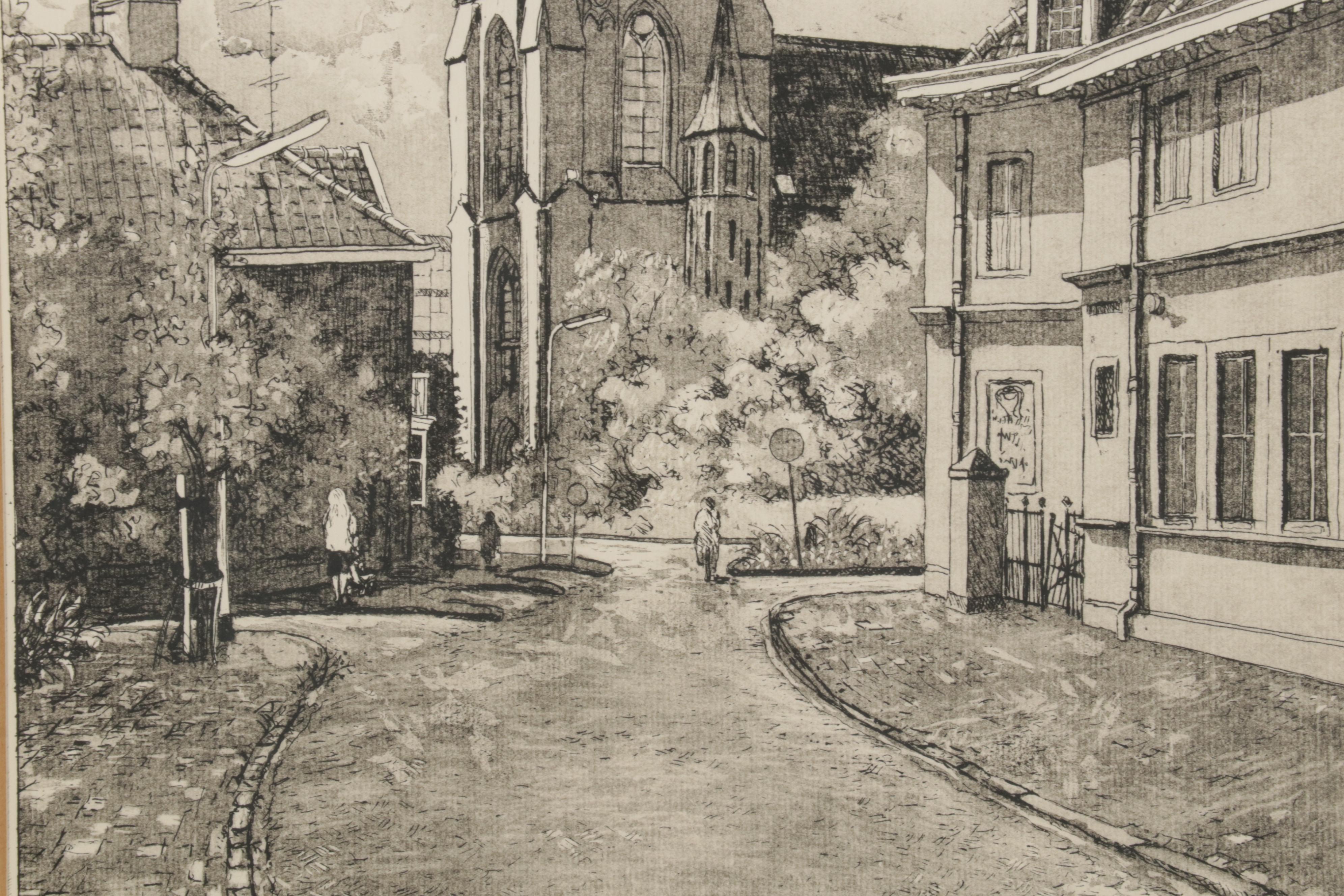 Anton Reuvers Etching "St. Jozefkerk Enschede," Mid-Late 20th Century