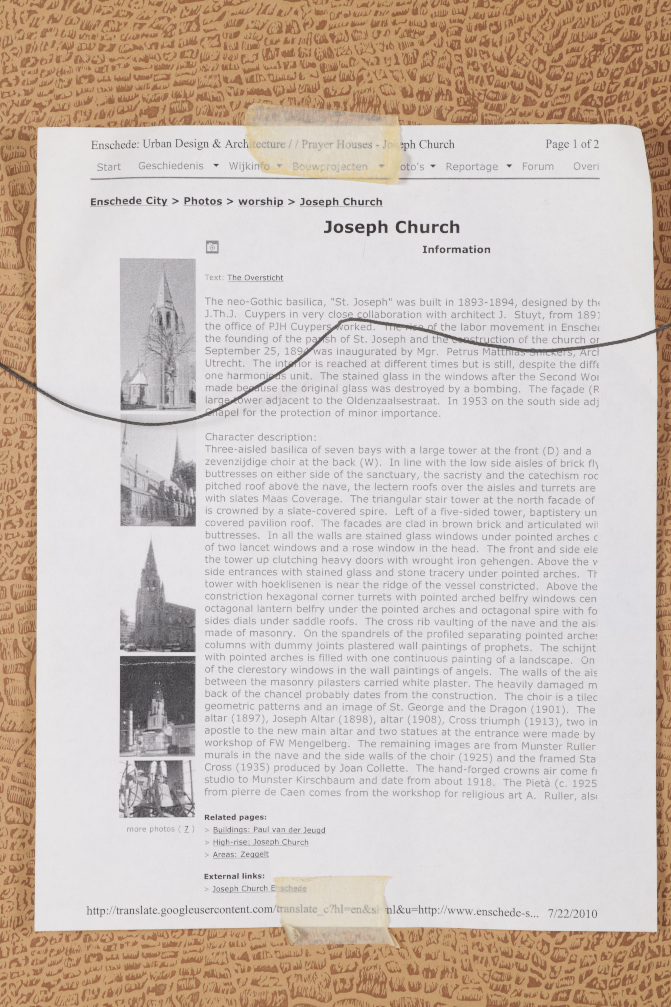 Anton Reuvers Etching "St. Jozefkerk Enschede," Mid-Late 20th Century