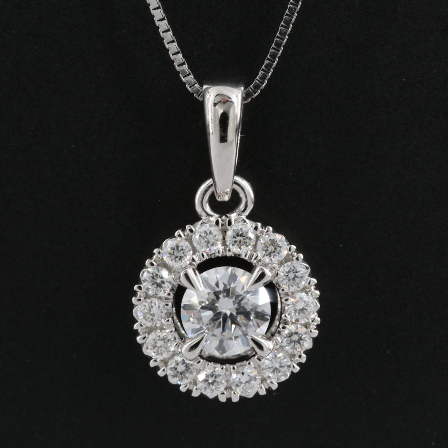 14K 0.51 CTW Lab Grown Diamond Halo Pendant Necklace