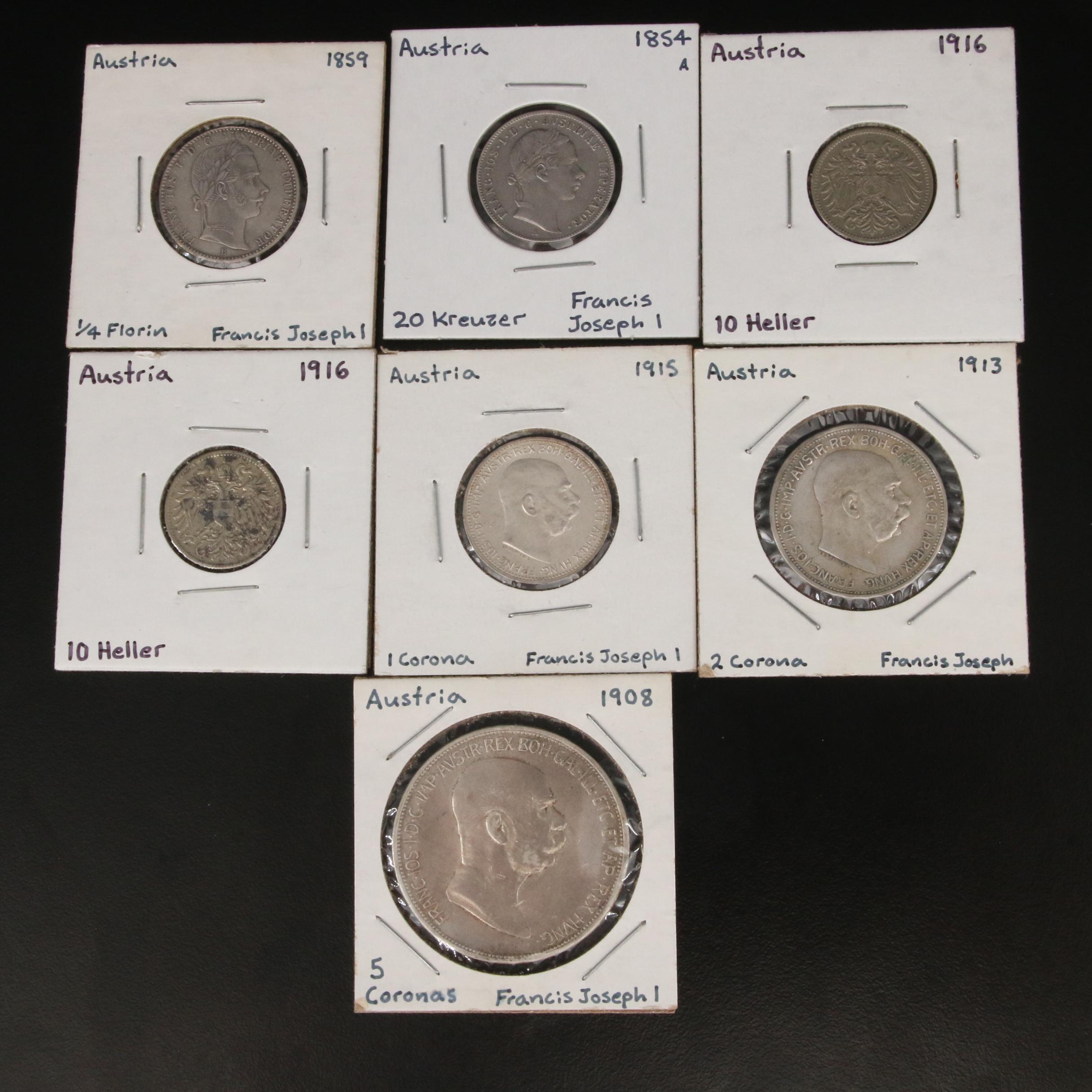 Five Austrian Silver Coins