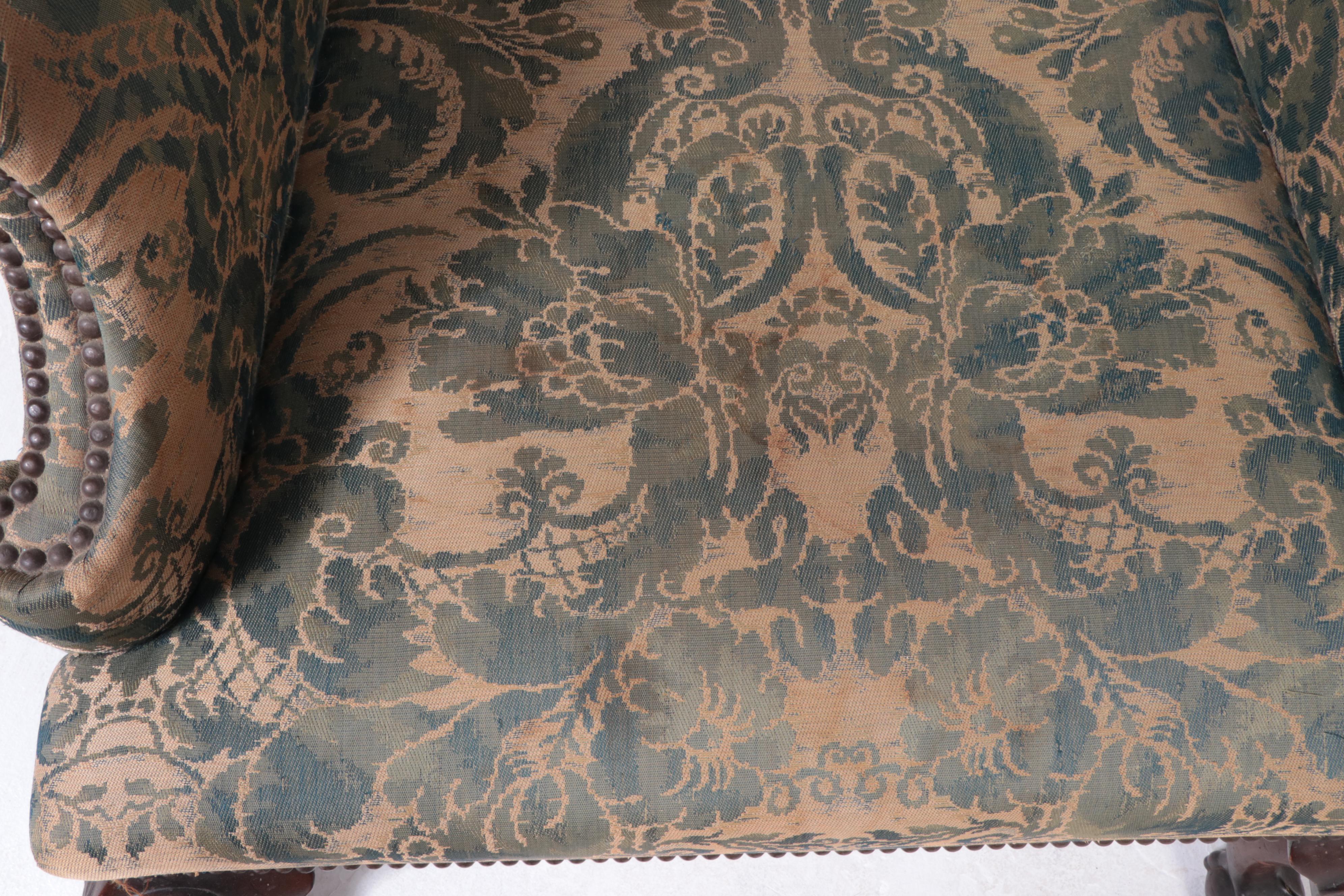 Cocheo Brothers Inc. Chippendale Style Custom-Upholstered Wingback Armchair