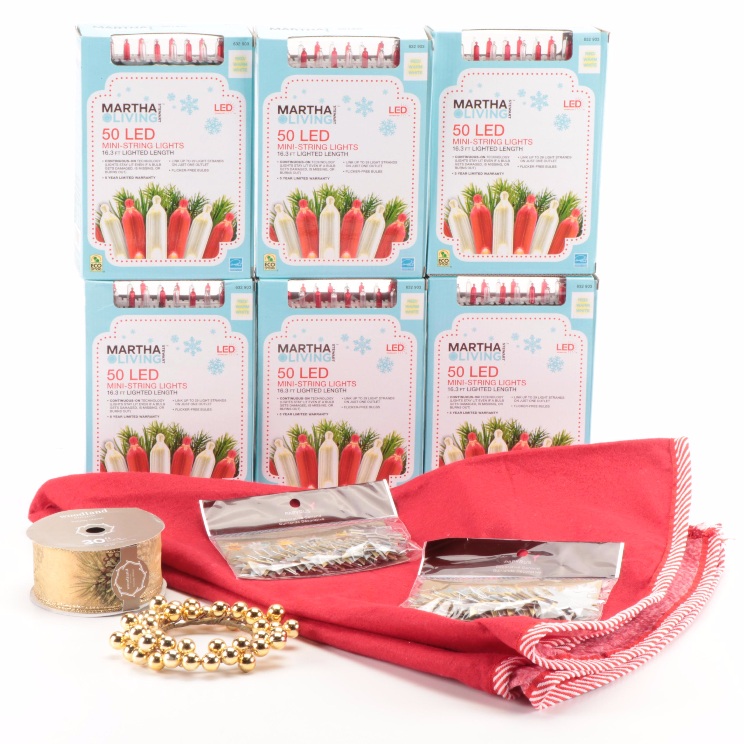 Martha Stewart Living String Lights, Woodland Holiday Ribbon, and Other Décor