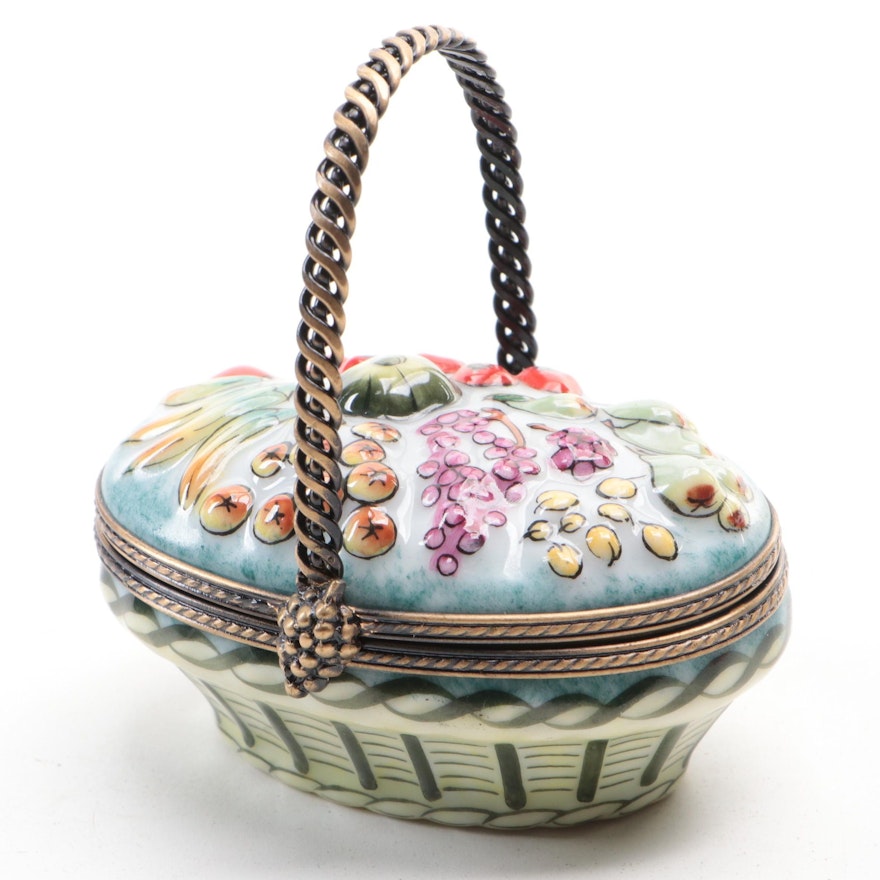 Fruit Basket Hand-Painted Porcelain Limoges Box