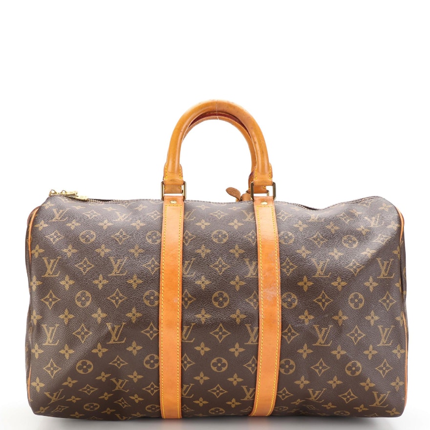 Louis Vuitton Keepall 45 Duffle in Monogram Canvas and Vachetta Leather