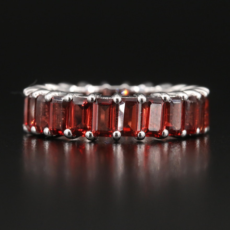 Sterling Garnet Eternity Band