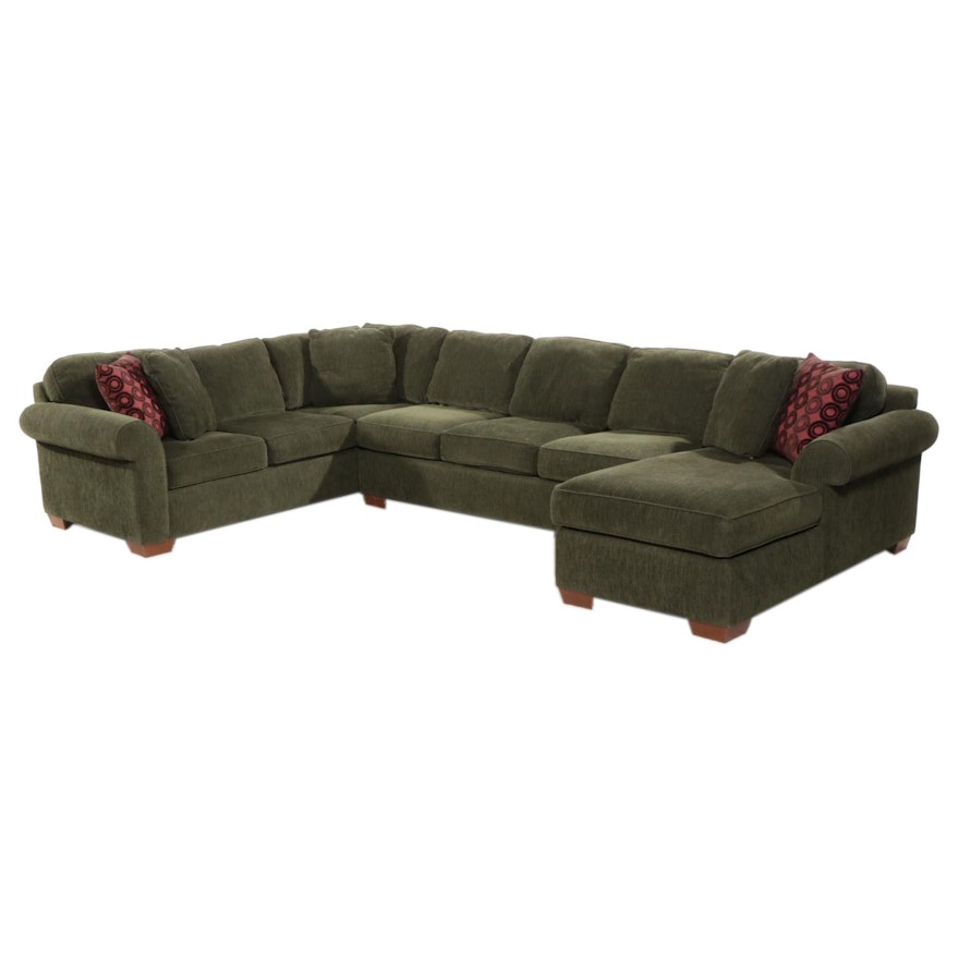 Bauhaus Green Chenille Three-Piece Sectional Sofa
