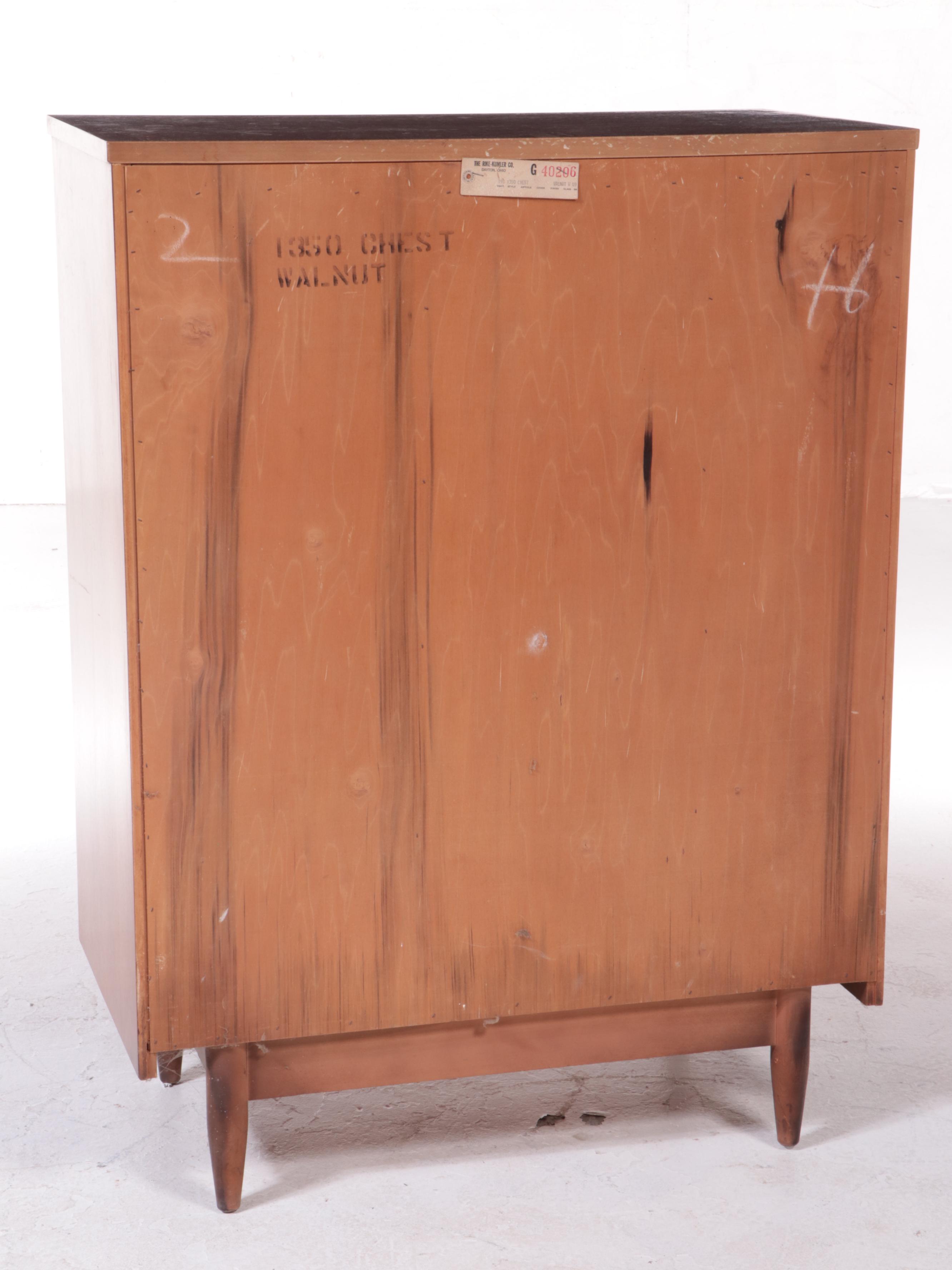 Rike-Kumler Co. Mid Century Modern Walnut Five-Drawer Chest