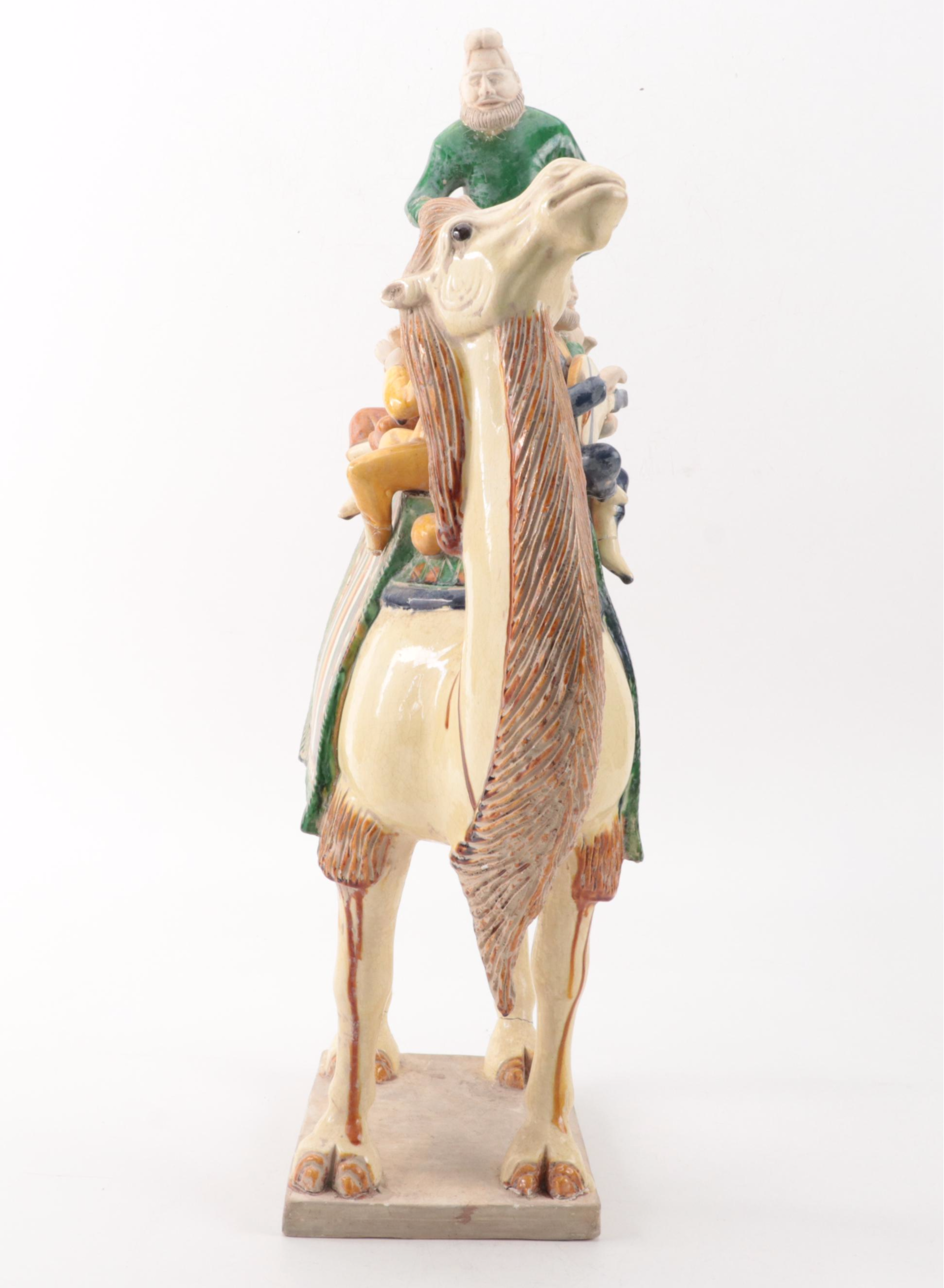 Chinese Tang Dynasty Style Sancai Glazed Stoneware Figurine of Sogdian Musicians