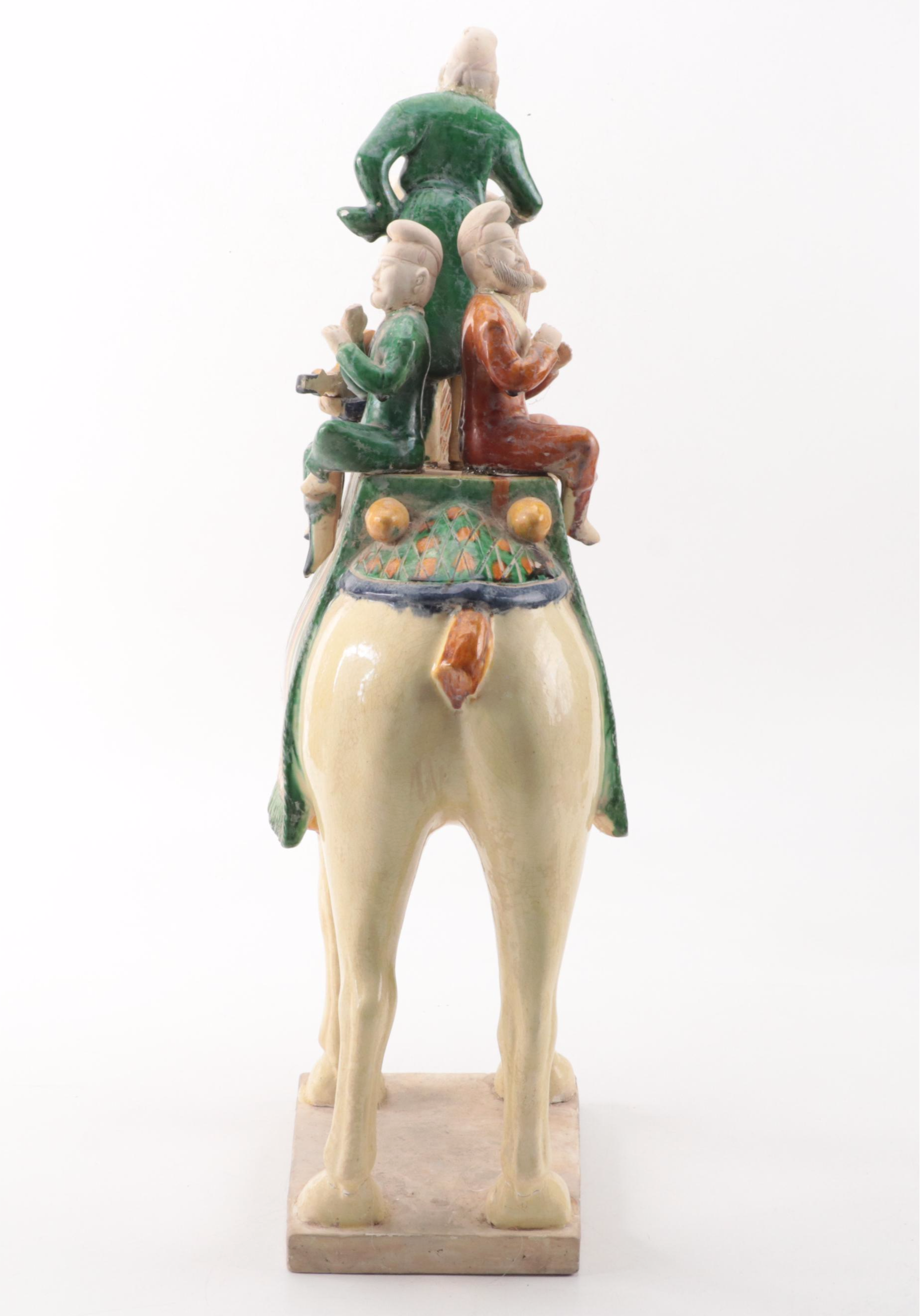 Chinese Tang Dynasty Style Sancai Glazed Stoneware Figurine of Sogdian Musicians