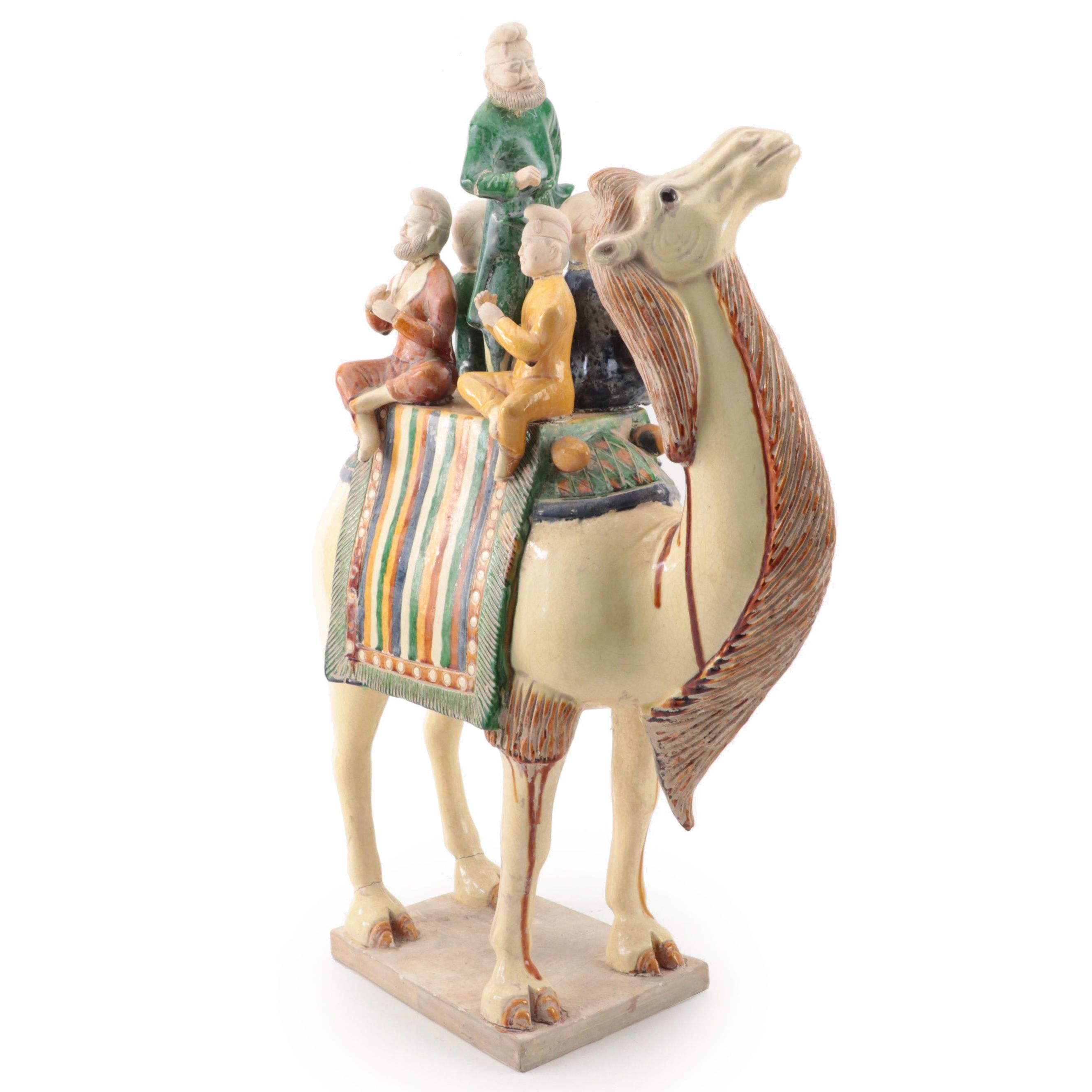 Chinese Tang Dynasty Style Sancai Glazed Stoneware Figurine of Sogdian Musicians