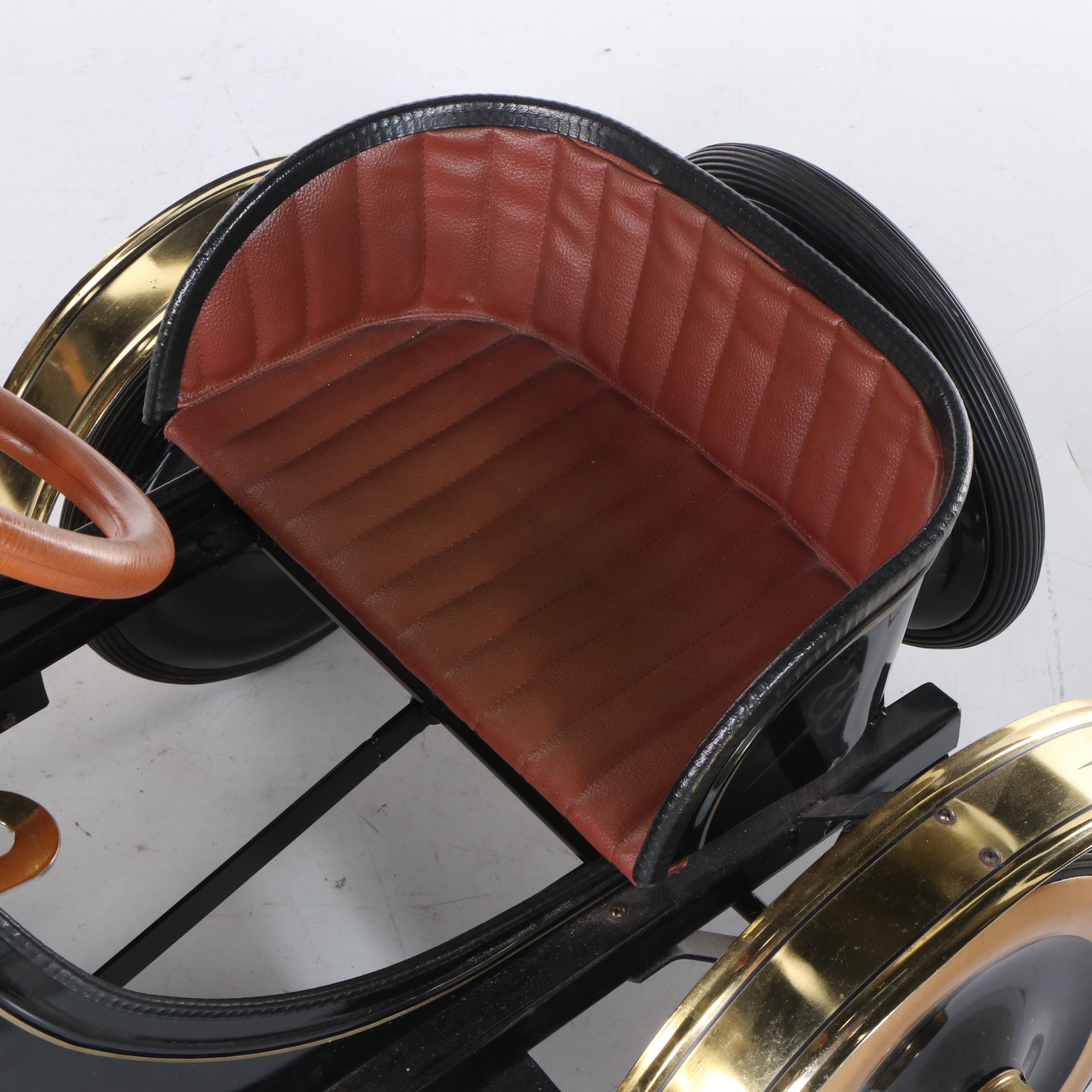 Classic Powder-Coated and Brass-Patinated Metal Child's Pedal Cart