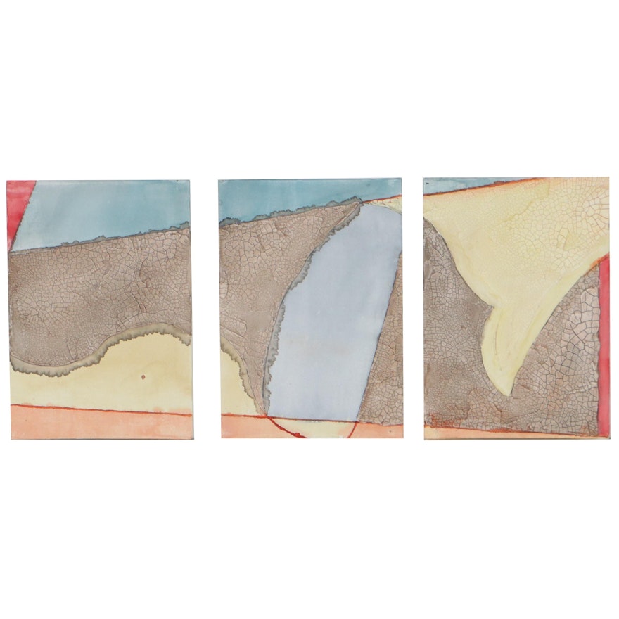Helen Dannelly Triptych Mixed Media Painting