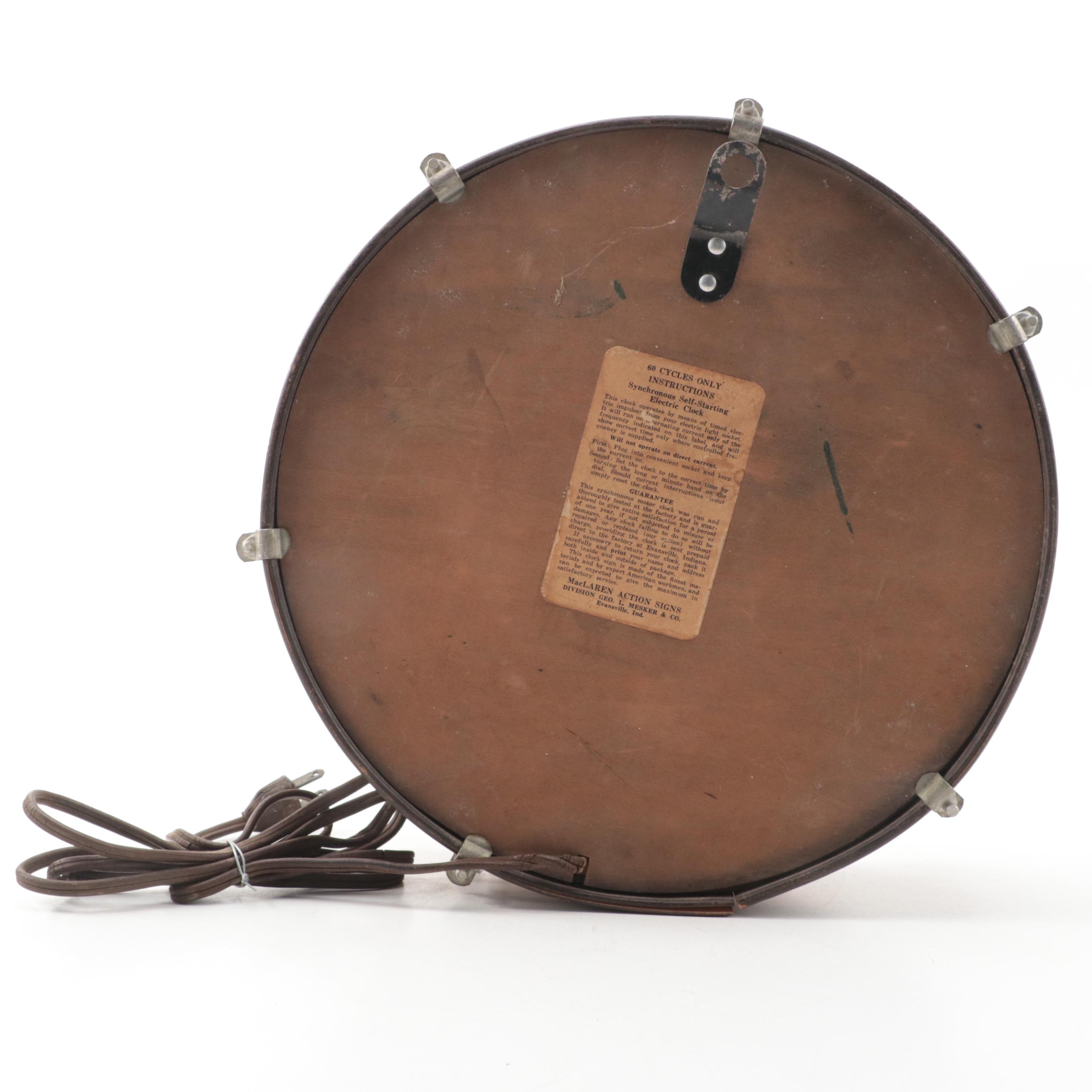 Old Drum Brand Whiskey Electric Wall Clock, Mid-20th Century
