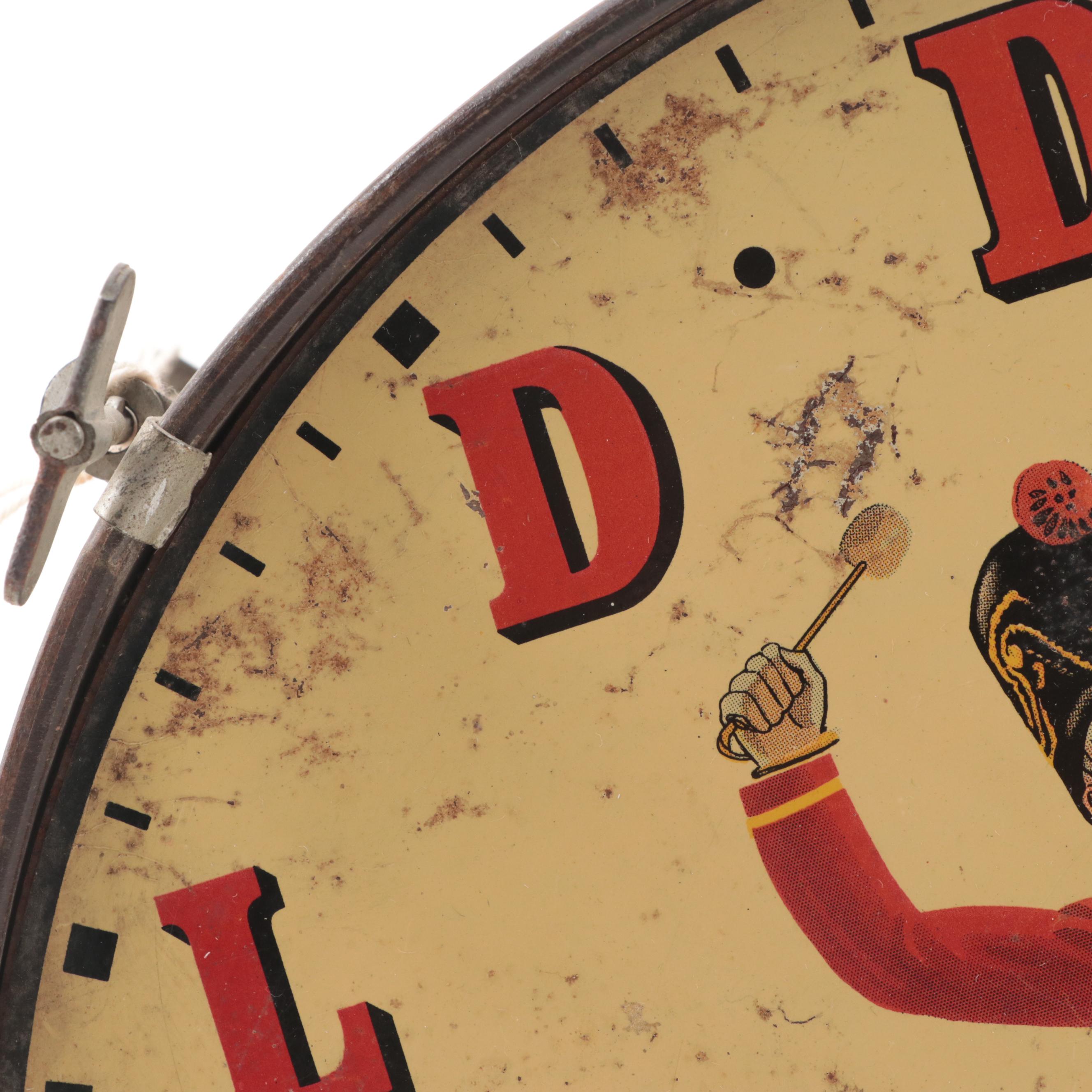 Old Drum Brand Whiskey Electric Wall Clock, Mid-20th Century