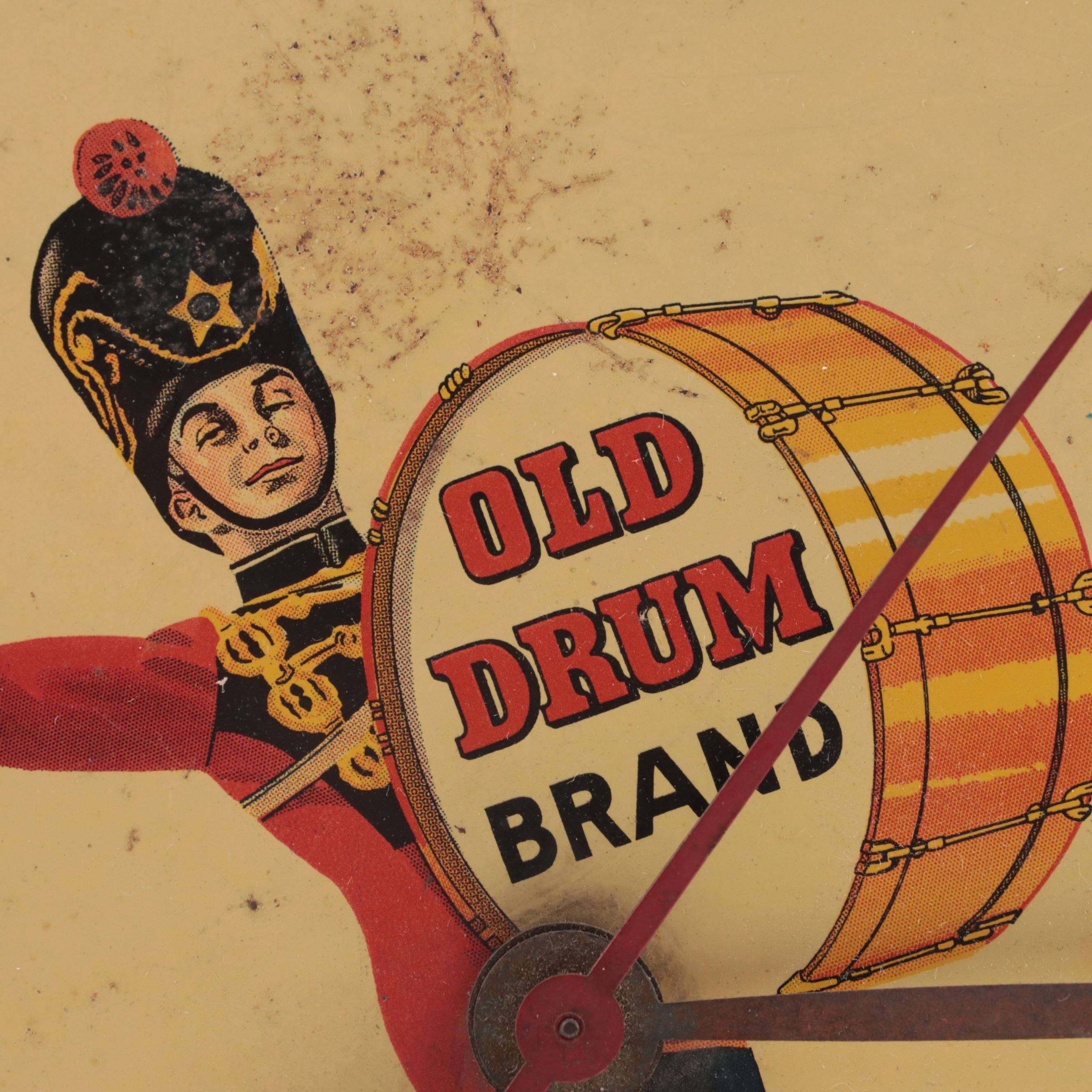 Old Drum Brand Whiskey Electric Wall Clock, Mid-20th Century