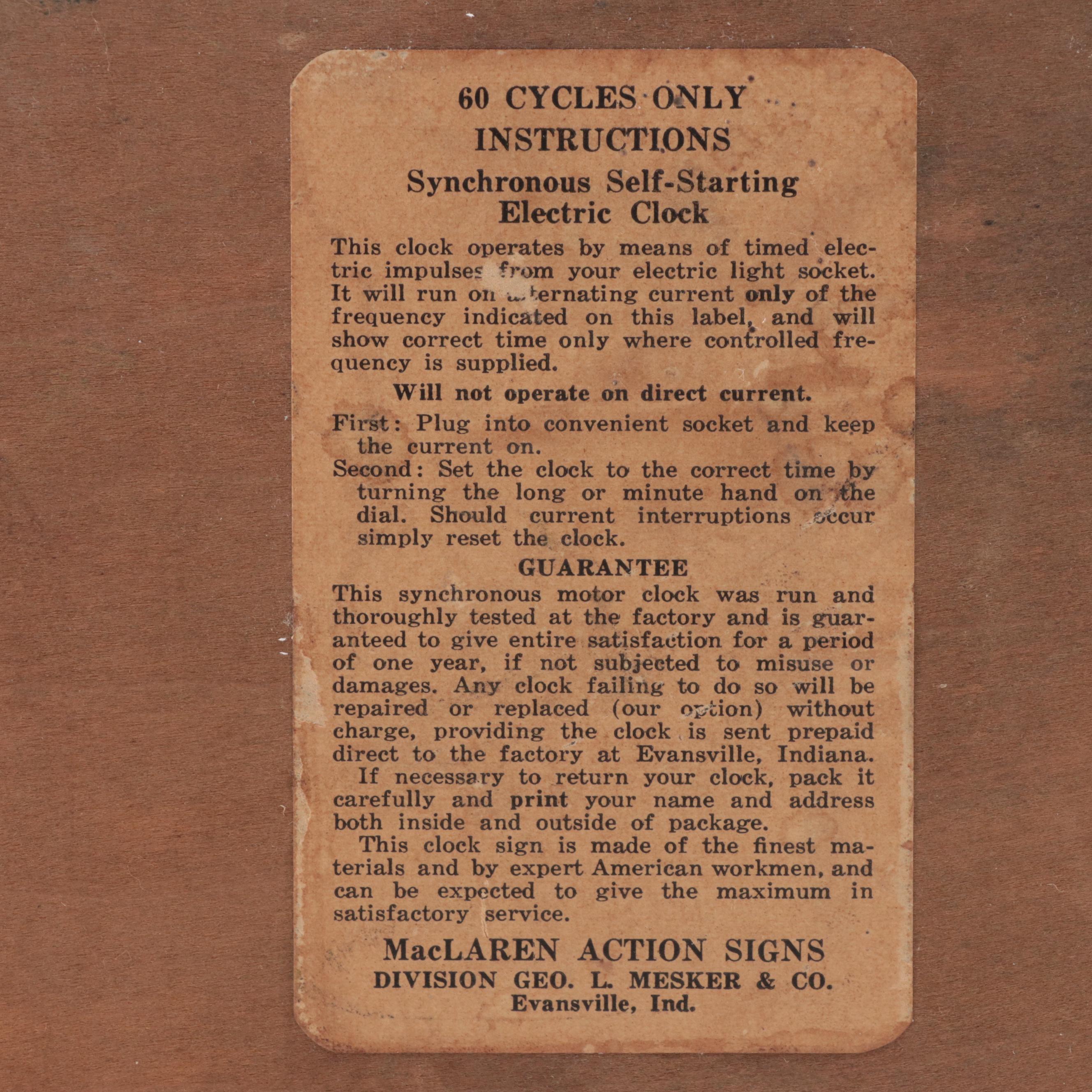 Old Drum Brand Whiskey Electric Wall Clock, Mid-20th Century