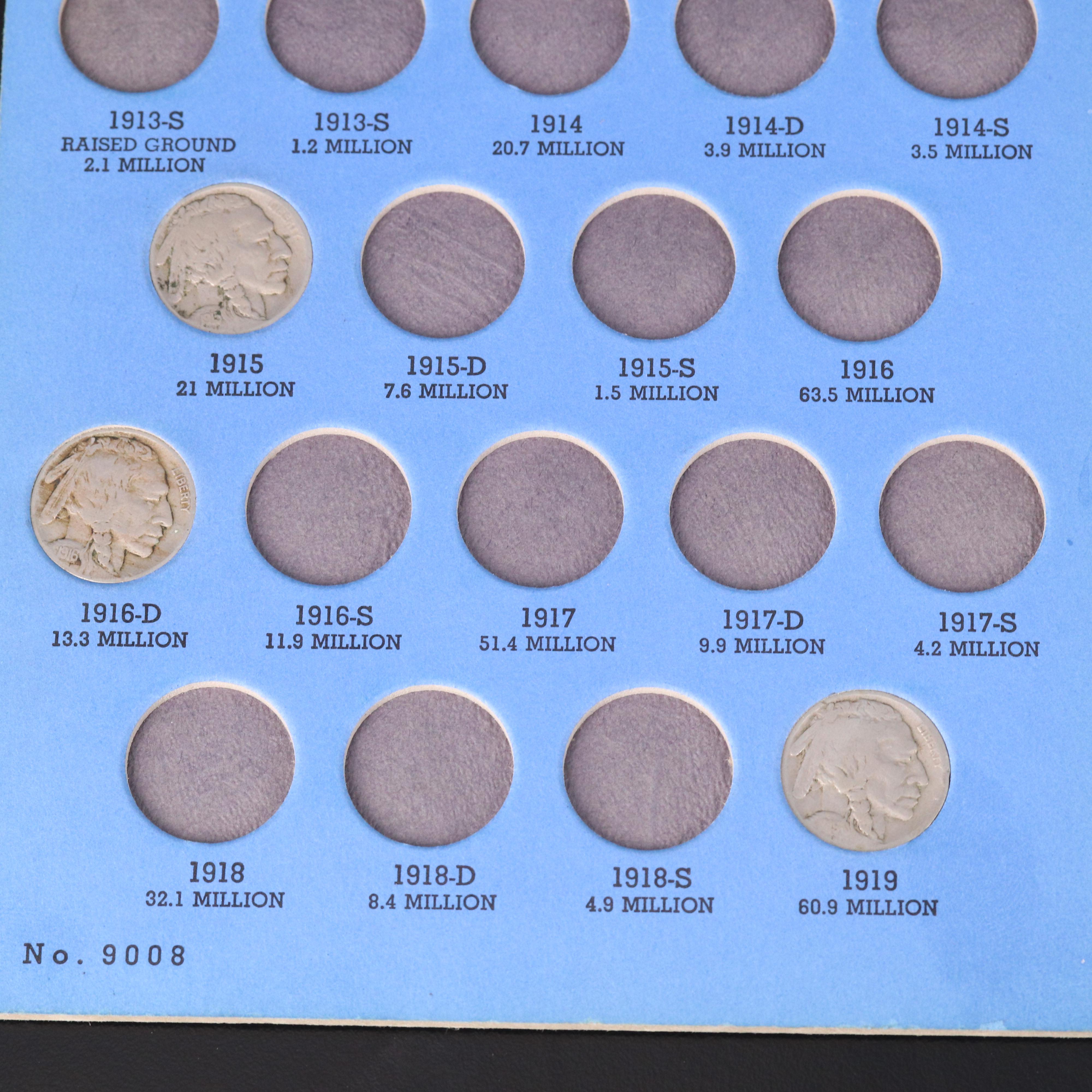 Buffalo Nickel Collection from 1913-1938