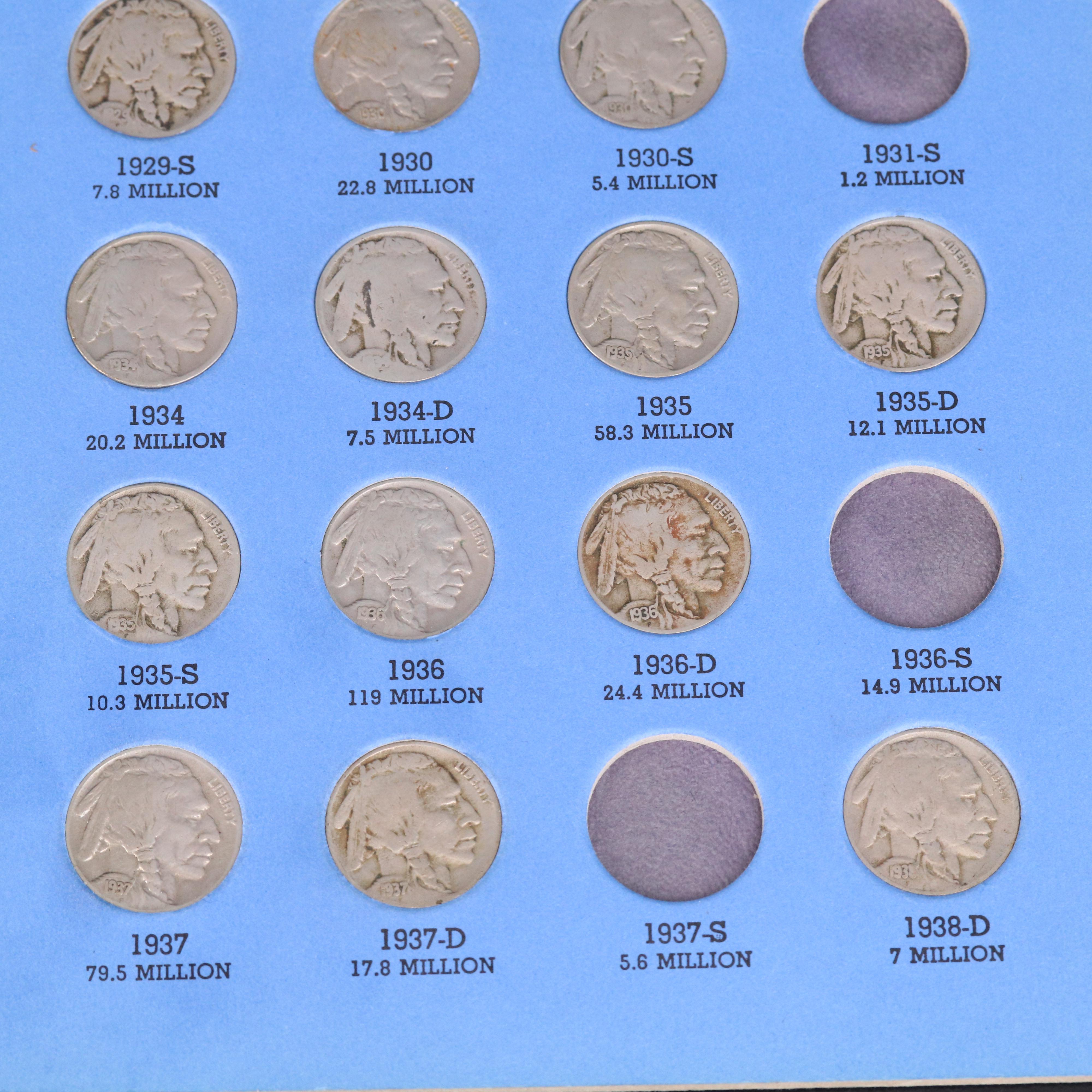 Buffalo Nickel Collection from 1913-1938