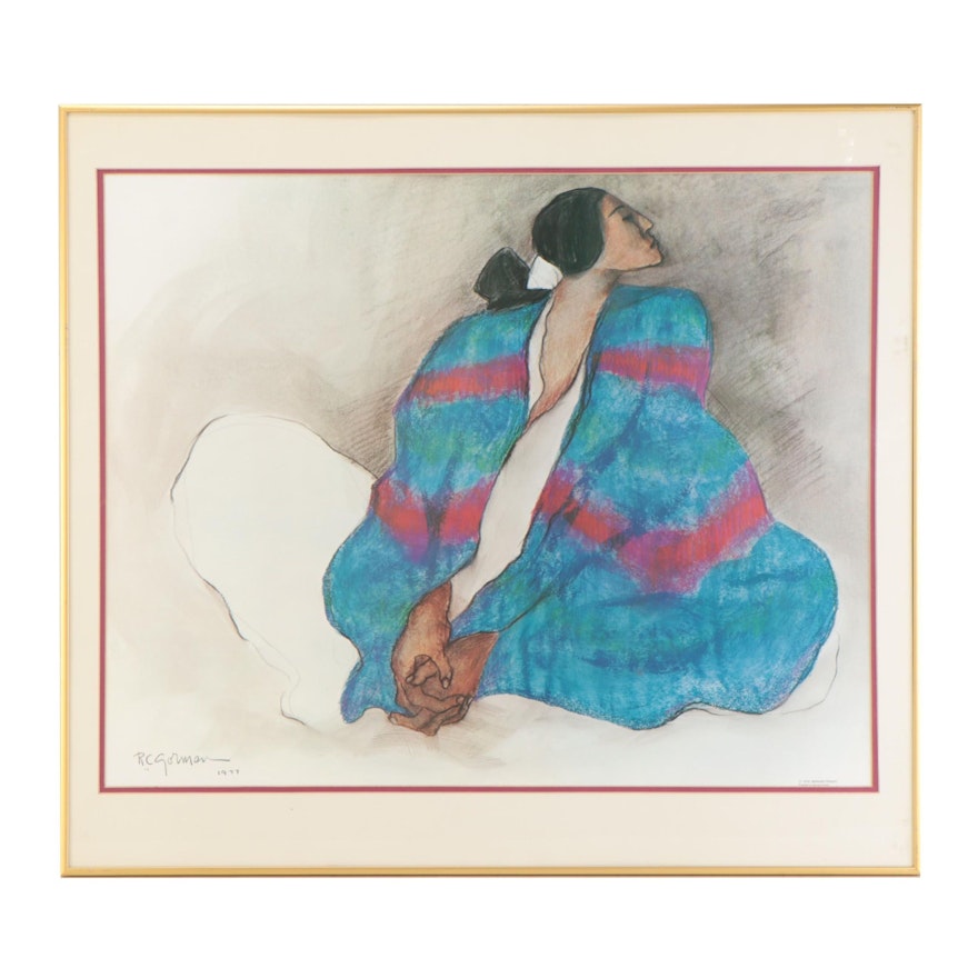 Offset Lithograph After R.C. Gorman of Seated Figure, Late 20th Century