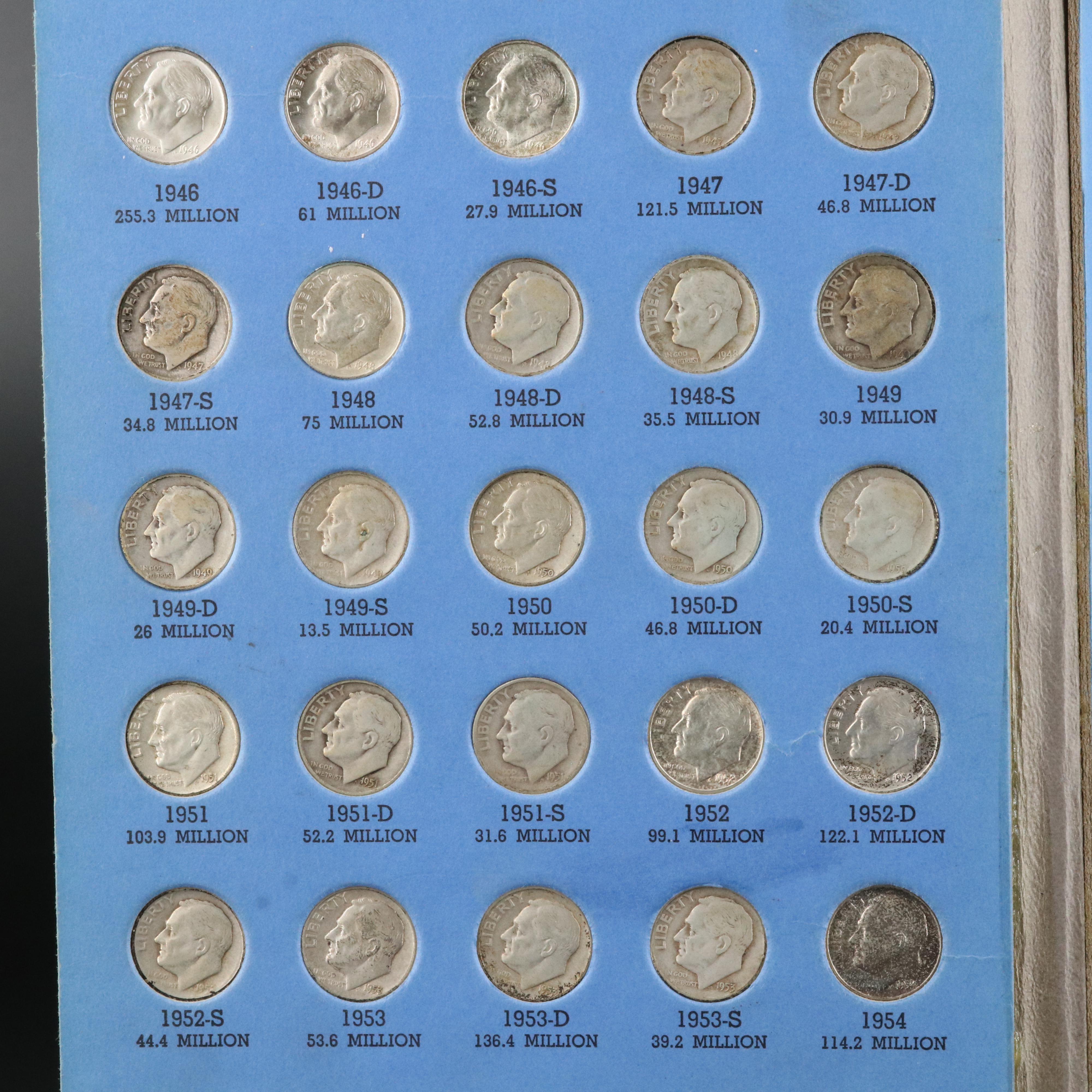 Roosevelt Dime Collection from 1946-1965