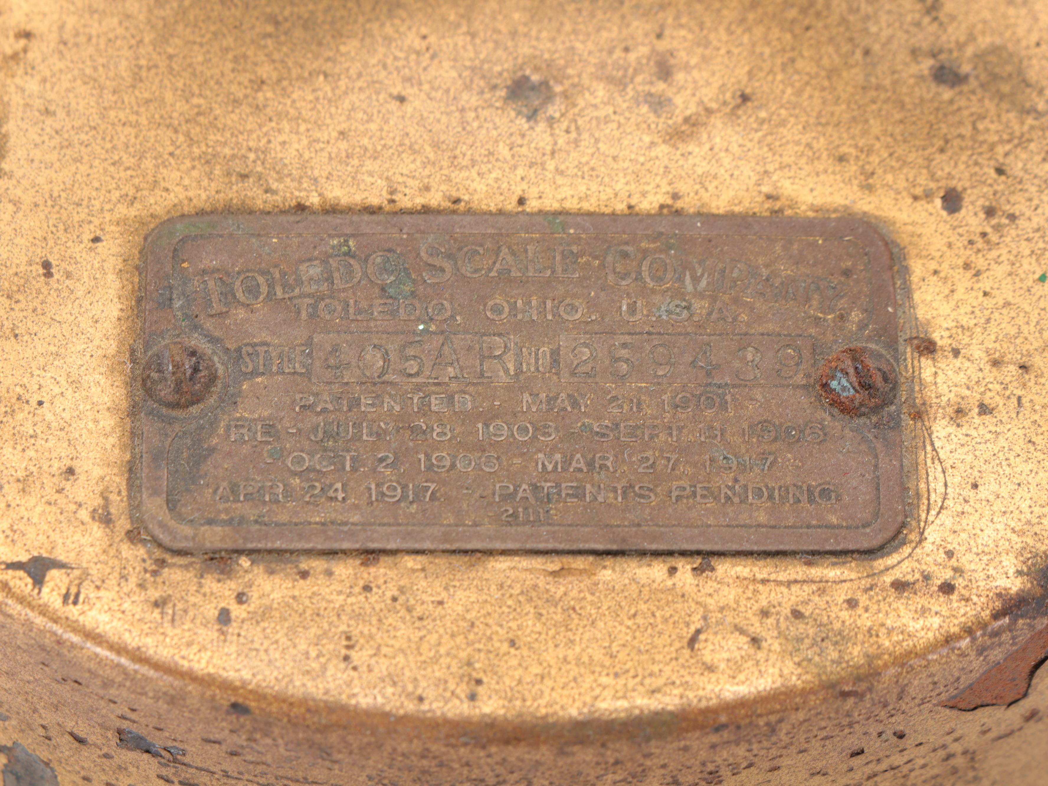 Toledo Scale Co. Brass 3 lb. Dry Goods Scale, Early 20th Century