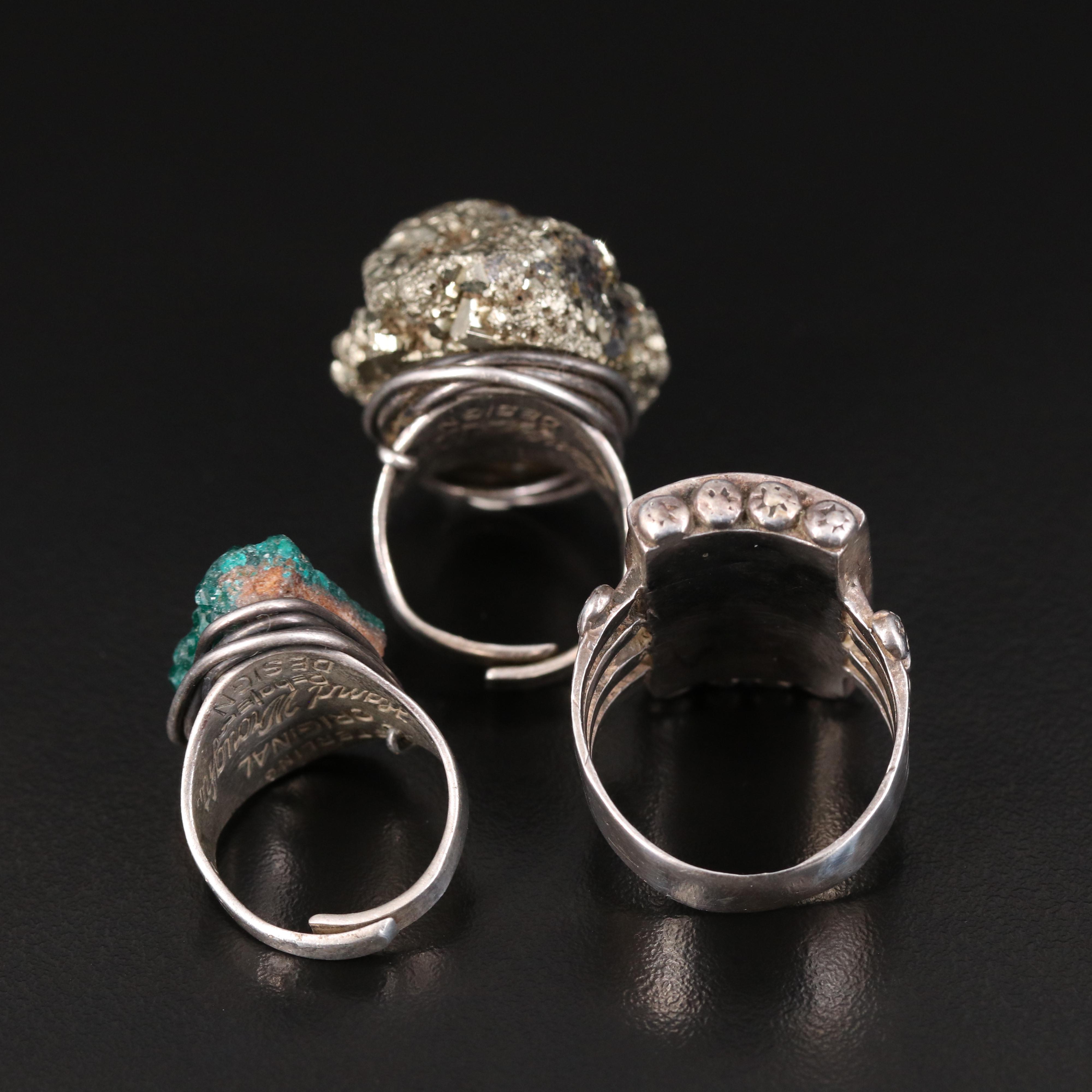 Francisco Rebajes Featured in Sterling Druzy and Pyrite Rings