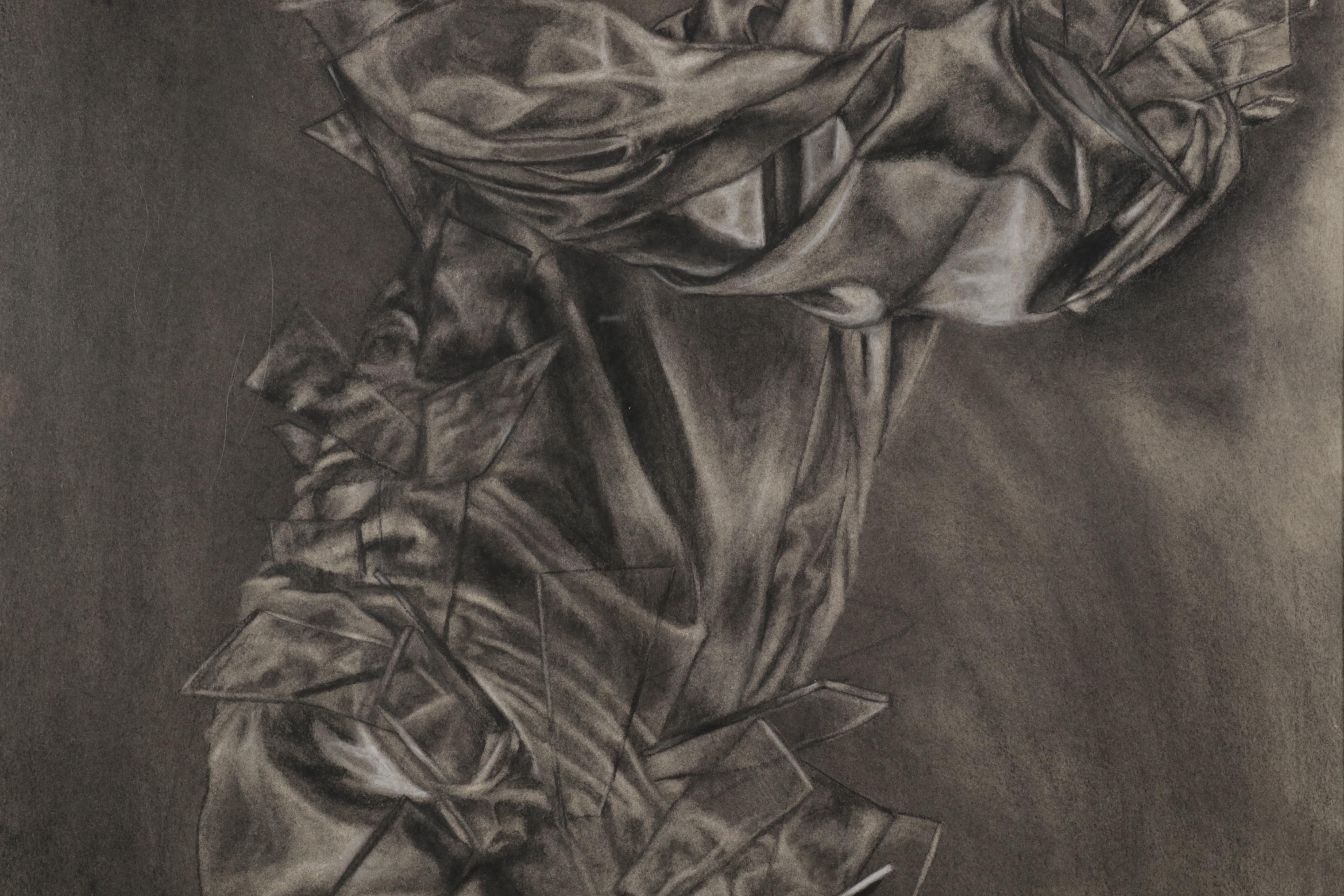 Katie Niewierski Charcoal and Conté Drawing "Still Life With Glass," 2006