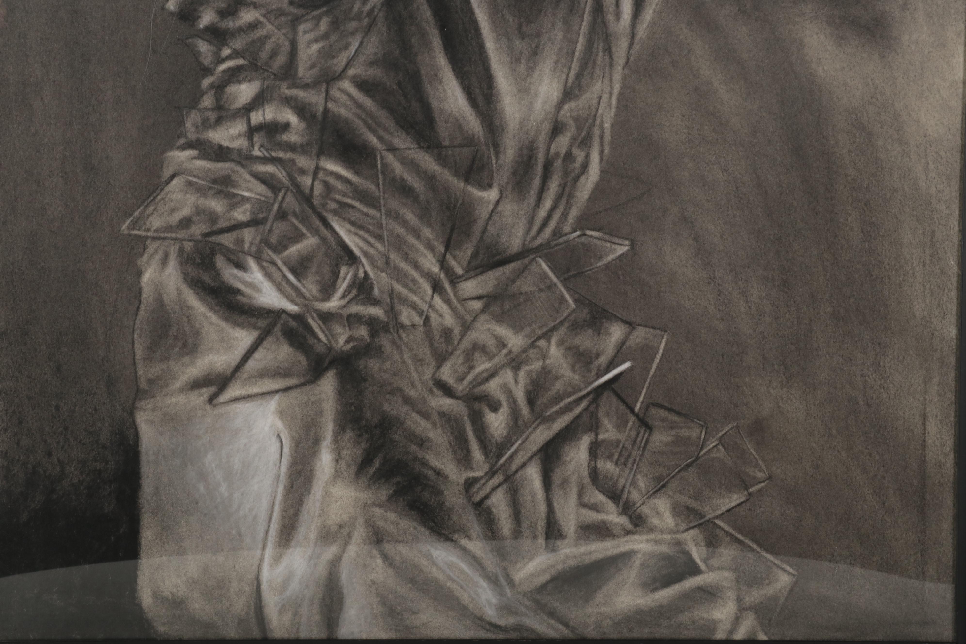 Katie Niewierski Charcoal and Conté Drawing "Still Life With Glass," 2006