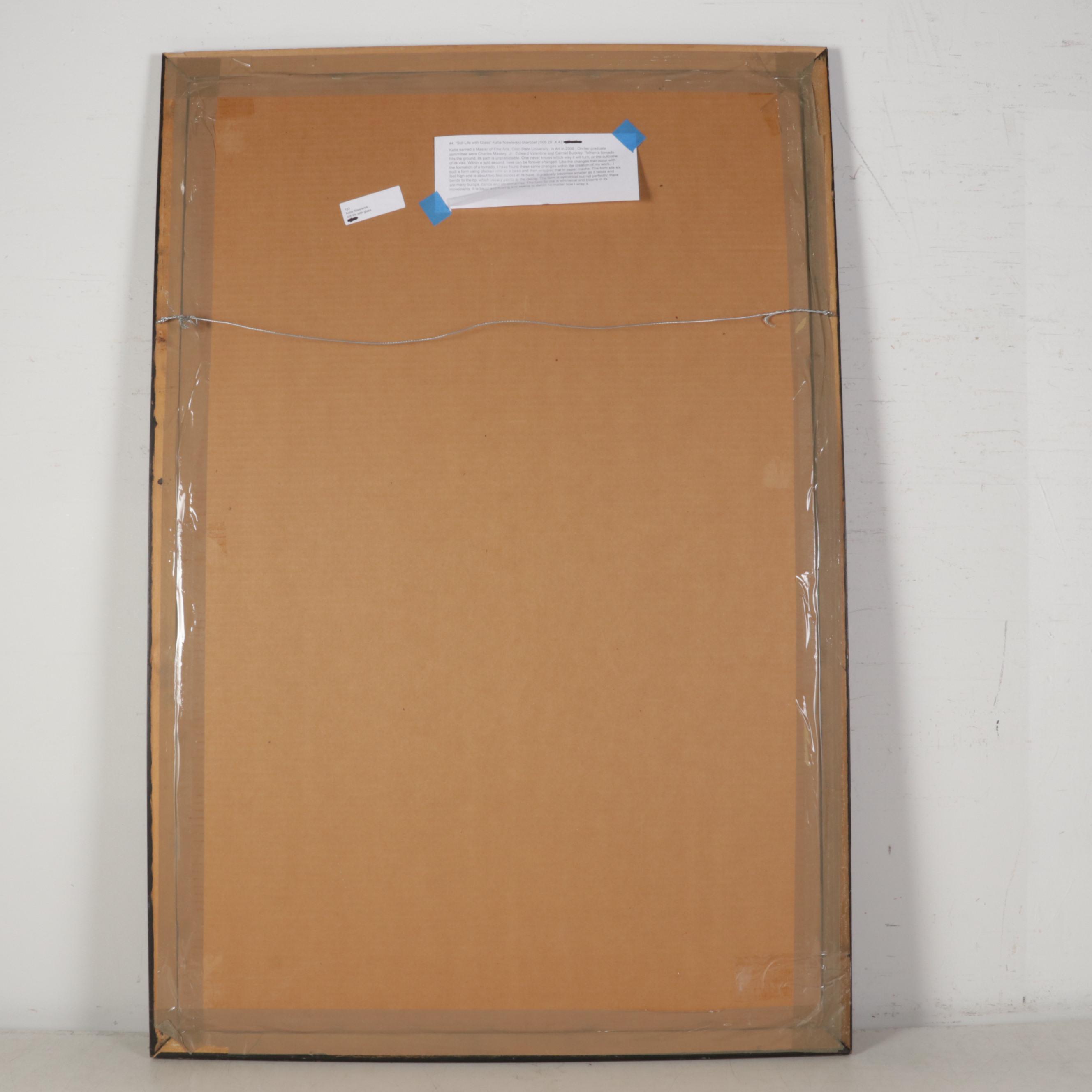 Katie Niewierski Charcoal and Conté Drawing "Still Life With Glass," 2006