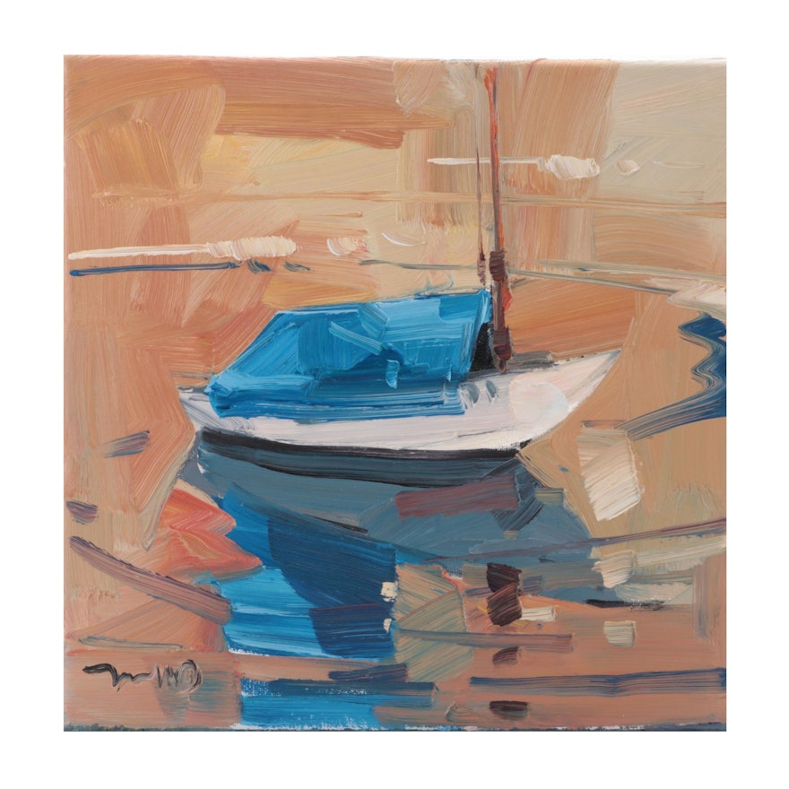 Jose Trujillo Oil Painting "Empty Boat," 2022