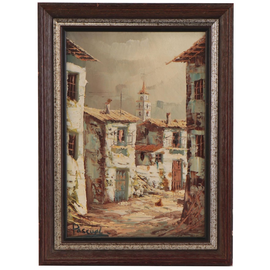 Juan Pascual City Street Scene Oil Painting