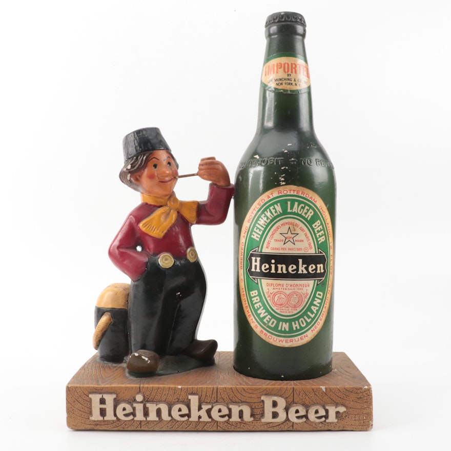 Heineken Beer Chalkware Advertisement Figurine, 1962