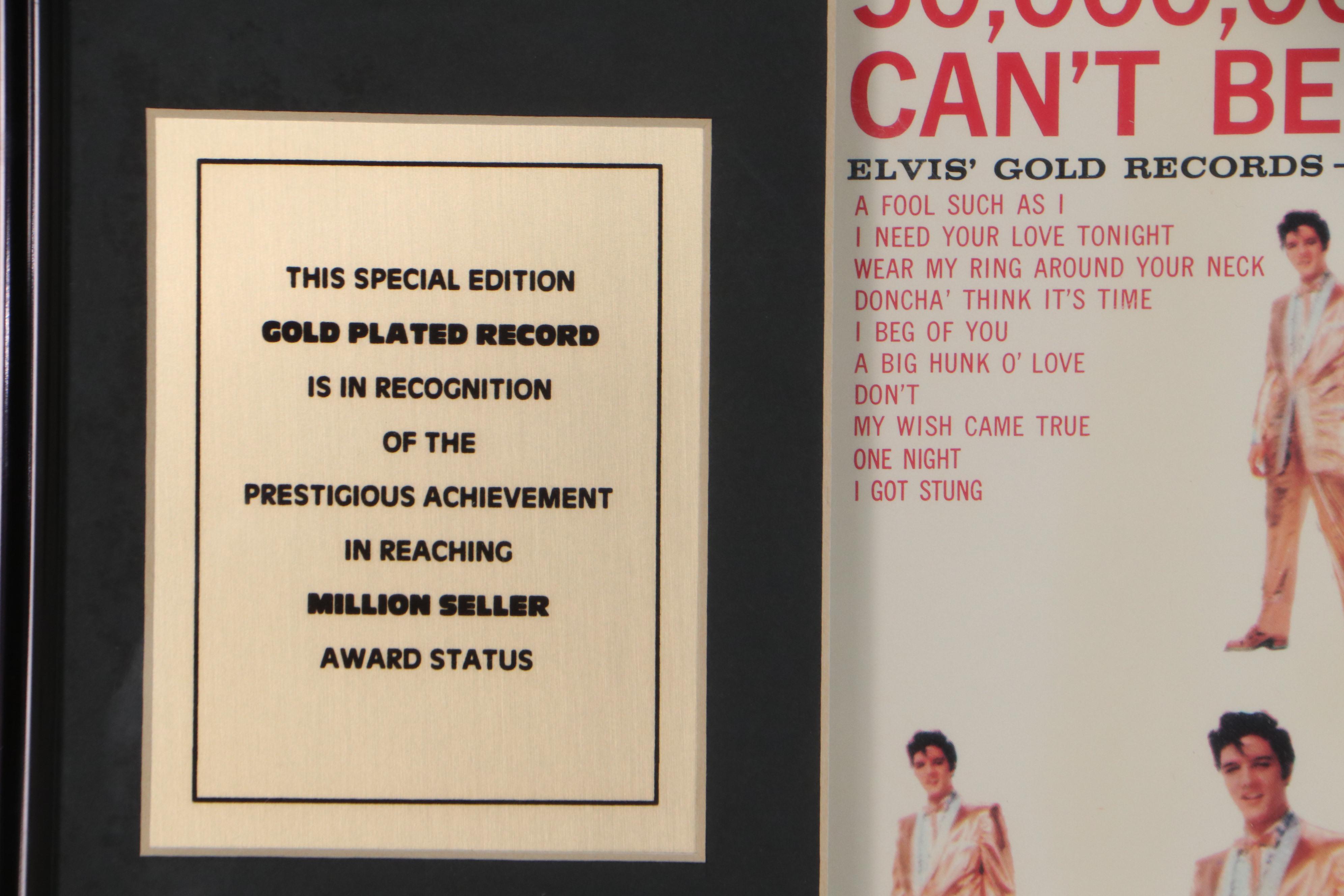 Elvis Presley 24K Gold Plated Record in Matted Frame